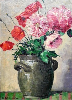 Pavots et Coquelicots, Mohnblumen, Französisch-realistisches Ölgemälde auf Leinwand