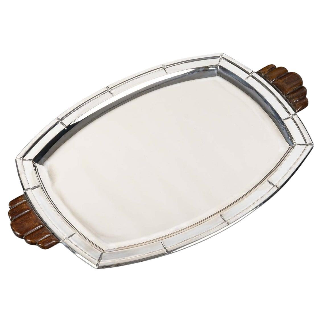 Albert Charlent, silversmith Art Deco tray in solid silver – Belgium, circa 1930 For Sale