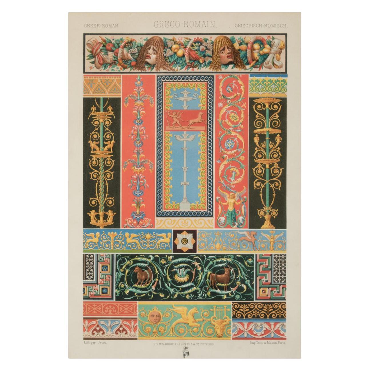 ALBERT-CHARLES-AUGUSTE RACINET  (1825) / (1893) "Decorative motifs Greco- Roman For Sale