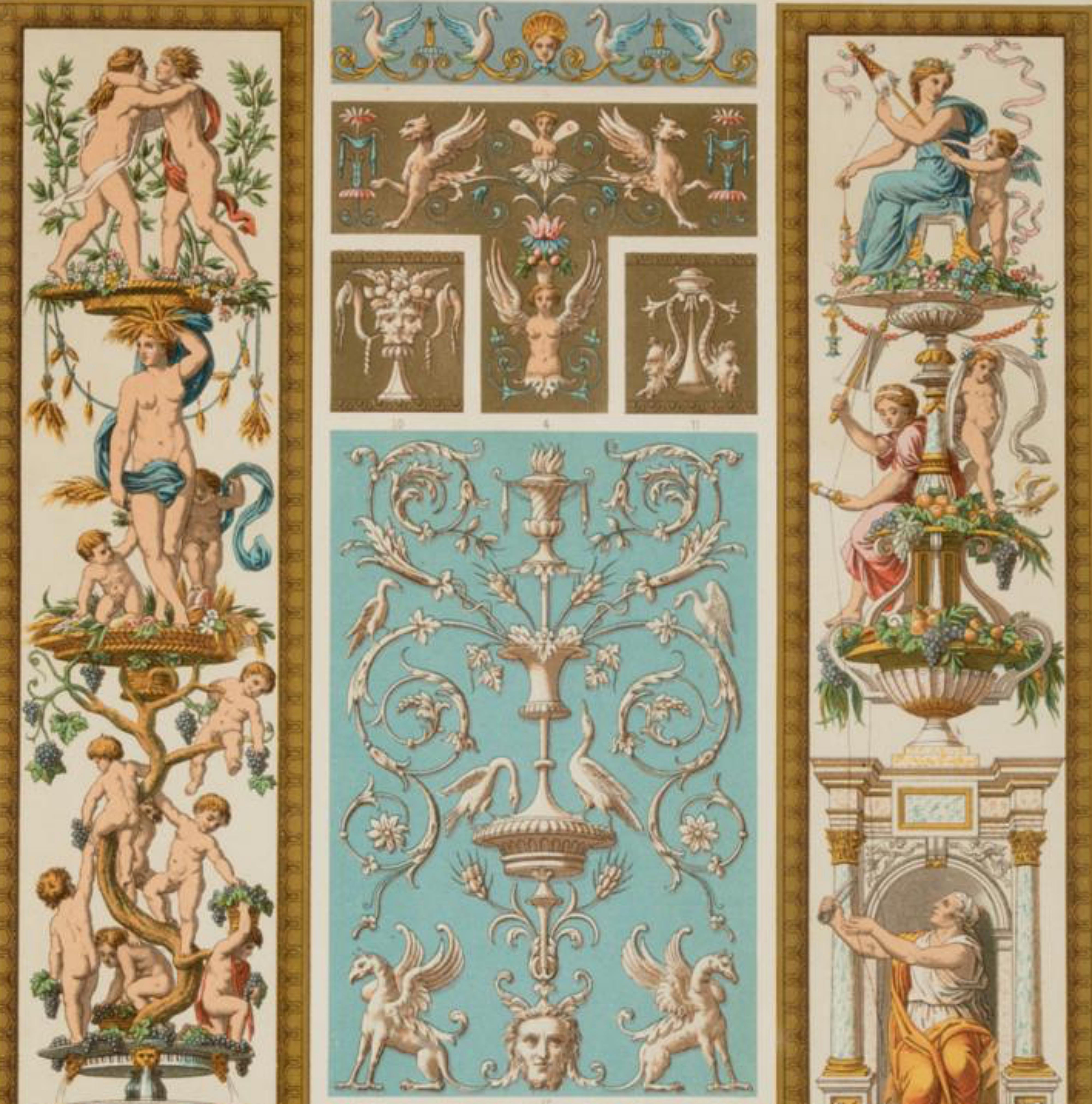 ALBERT-CHARLES-AUGUSTE RACINET (1825) / (1893) „Deko-Motive mit dekorativen Motiven. Renaissance (Napoleon III.) im Angebot