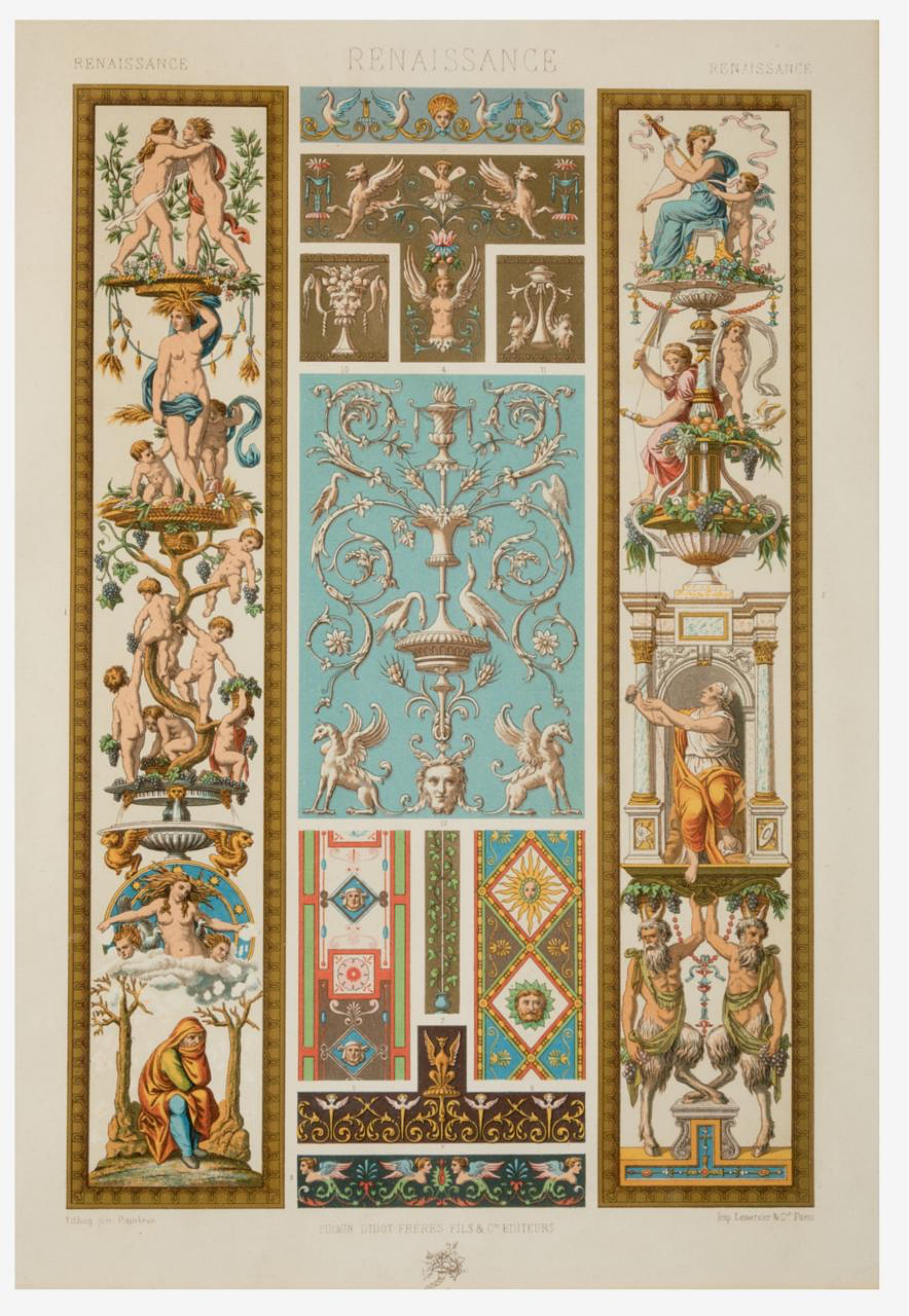 Fait main ALBERT-CHARLES-AUGUSTE RACINET (1825) / (1893) « Motifs décoratifs. Renaissance en vente