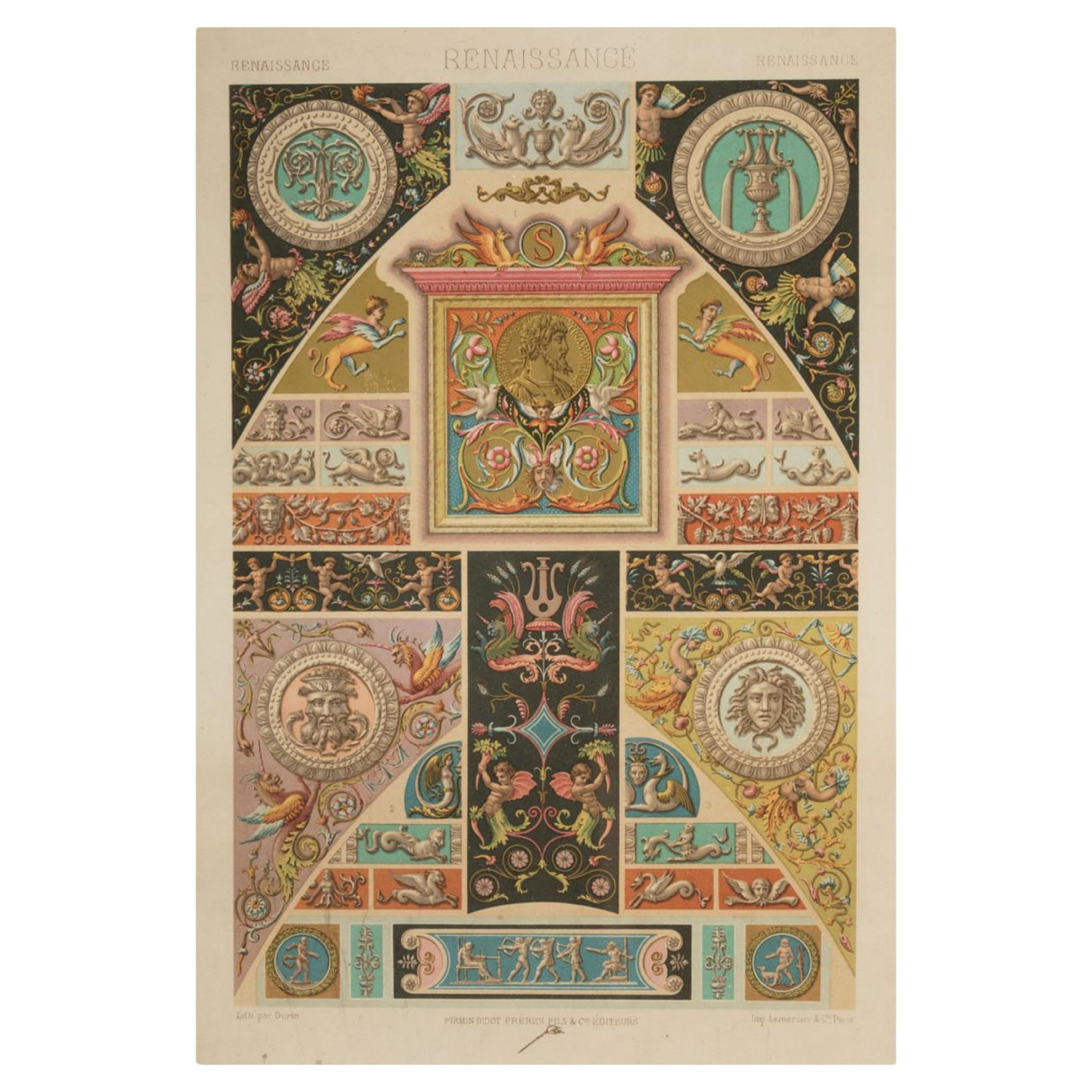 ALBERT-CHARLES-AUGUSTE RACINET (1825) / (1893) "Decorative motifs. Renaissance For Sale