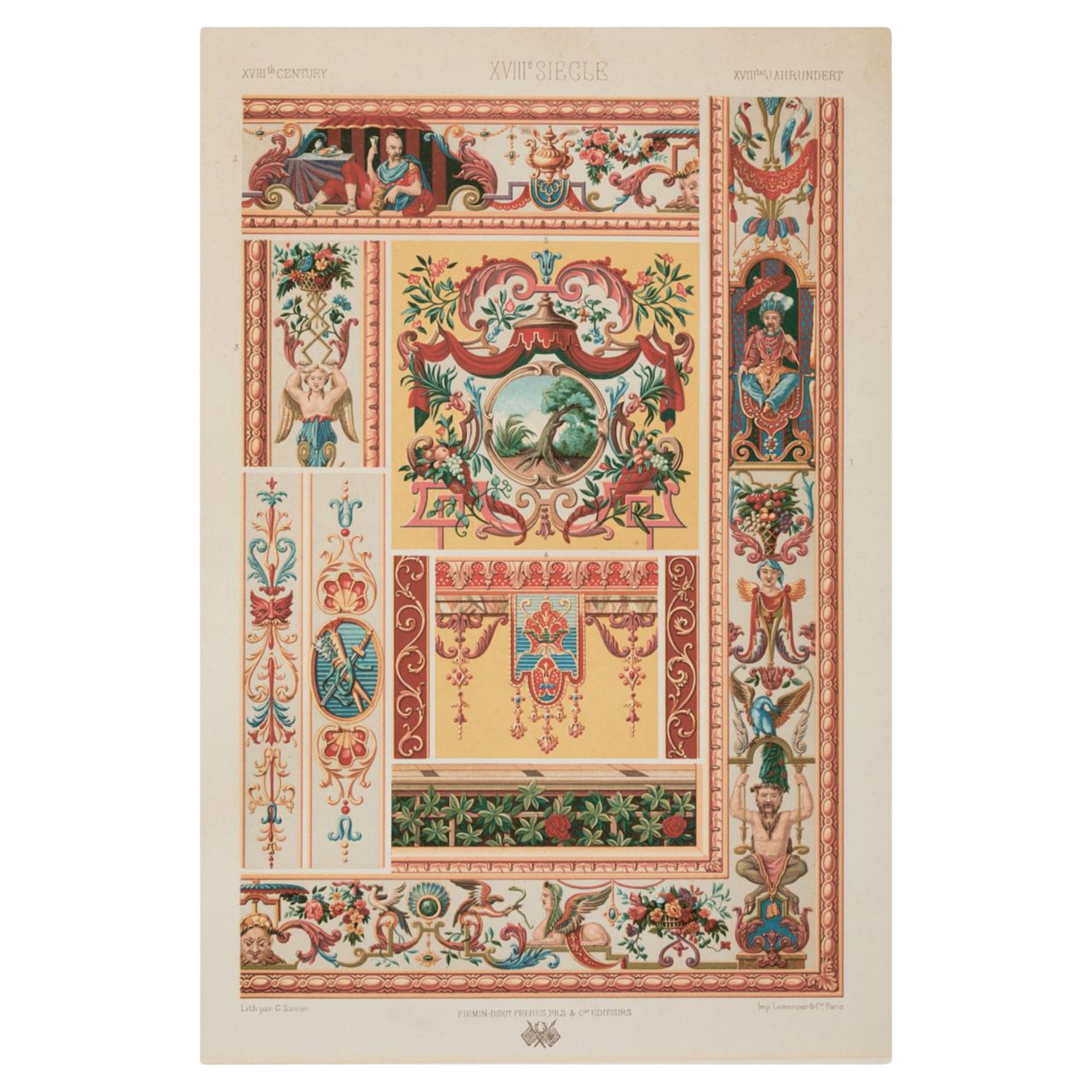 ALBERT-CHARLES-AUGUSTE RACINET (1825) / (1893) "Decorative motifs. XVIII Siecle For Sale