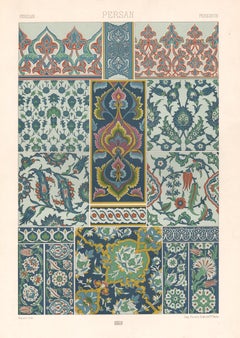 4 French antique 19th century Racinet art design lithograph prints