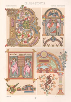 Celtic-Byzantinischer, französischer antiker Racinet-Art-Design-Druck aus dem 19. Jahrhundert