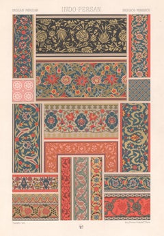Indisch-persische, französische antike Racinet-Kunst-Design-Lithographie aus dem 19. Jahrhundert