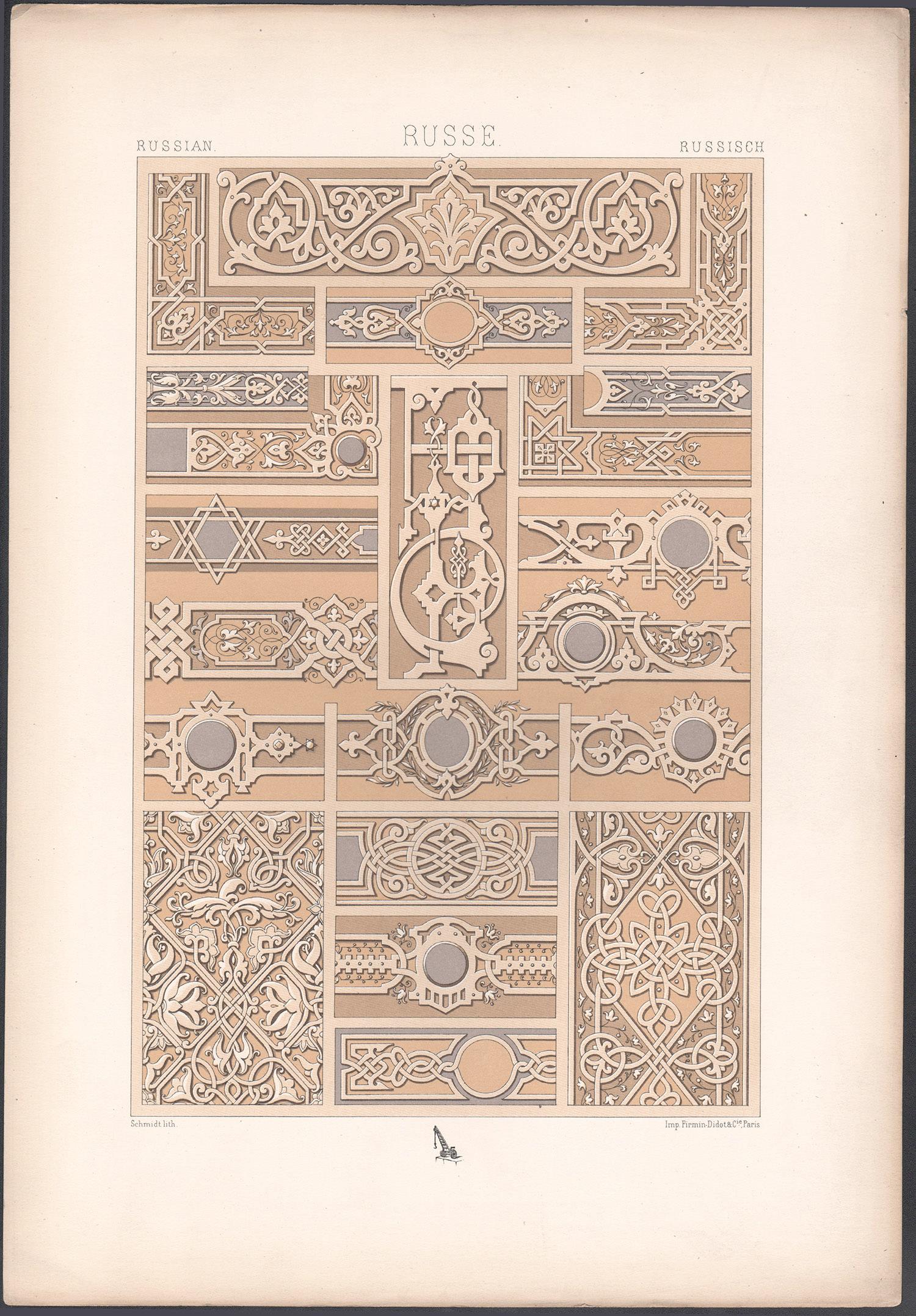 Lithographie russe et française ancienne de Racinet du 19ème siècle - Print de Albert-Charles-Auguste Racinet