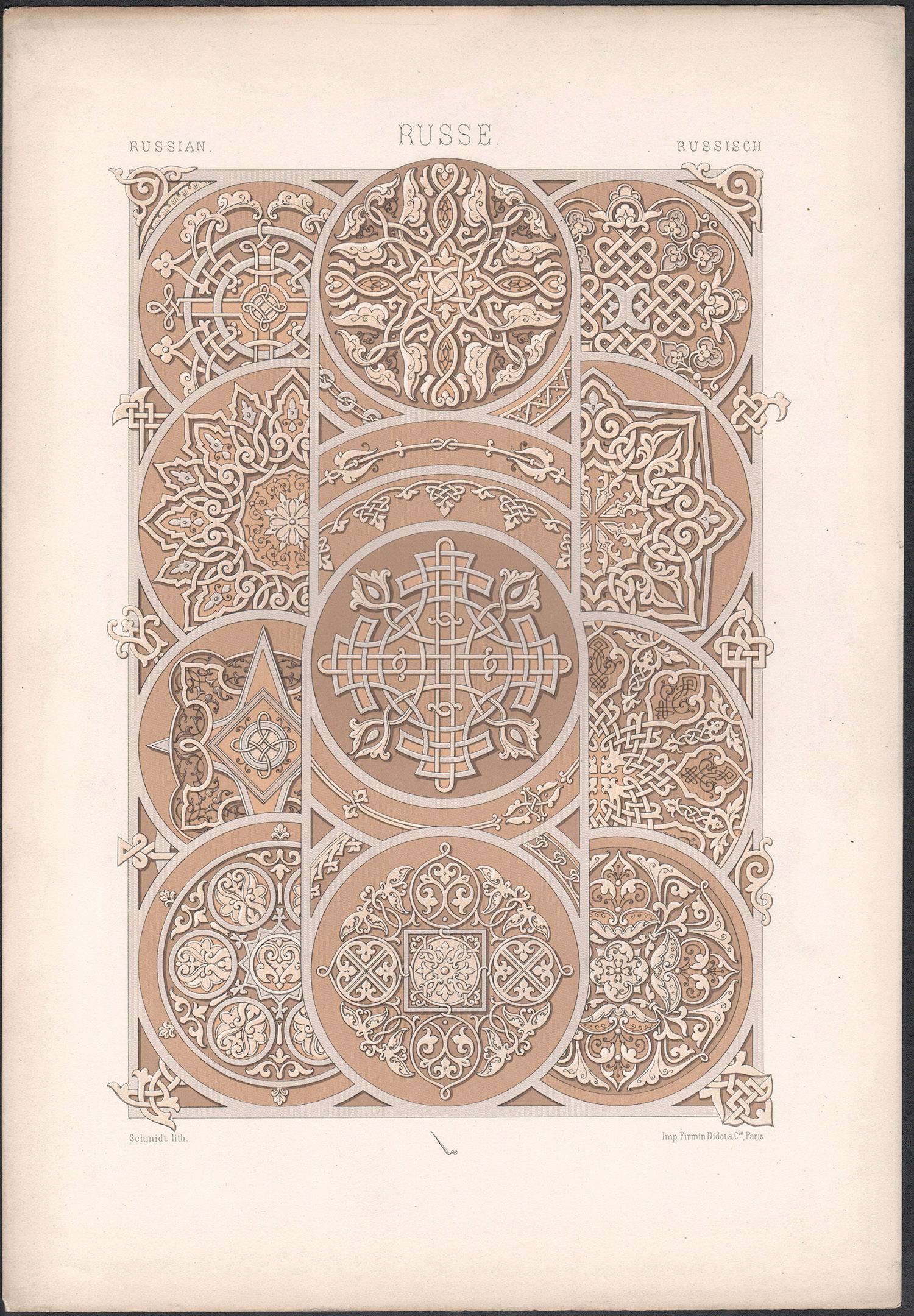 Lithographie russe et française ancienne de Racinet du 19ème siècle - Print de Albert-Charles-Auguste Racinet