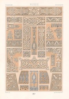 Lithographie russe et française ancienne de Racinet du 19ème siècle