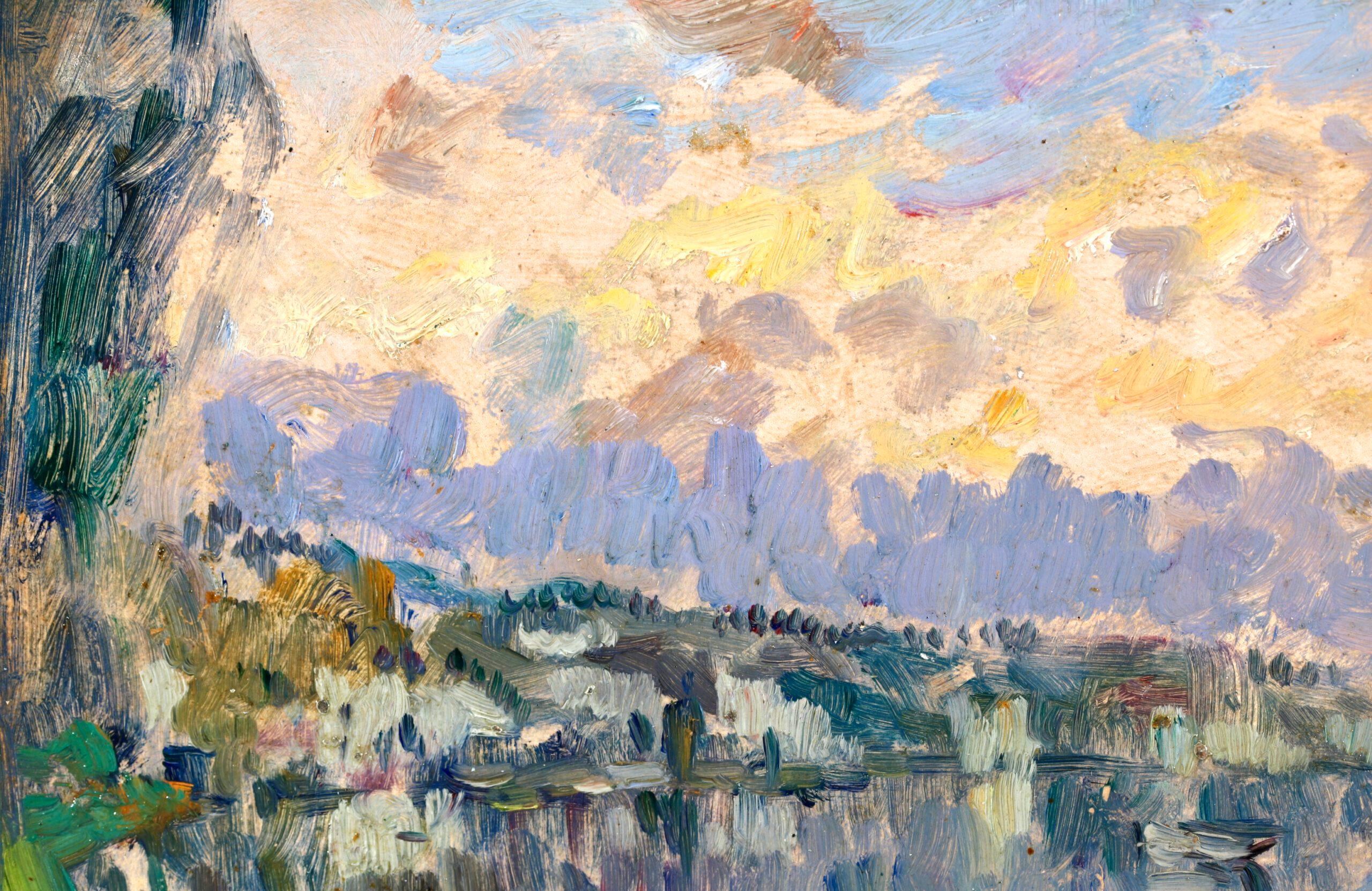Bords de la Seine - Post Impressionist Riverscape Oil by Albert Charles Lebourg 1