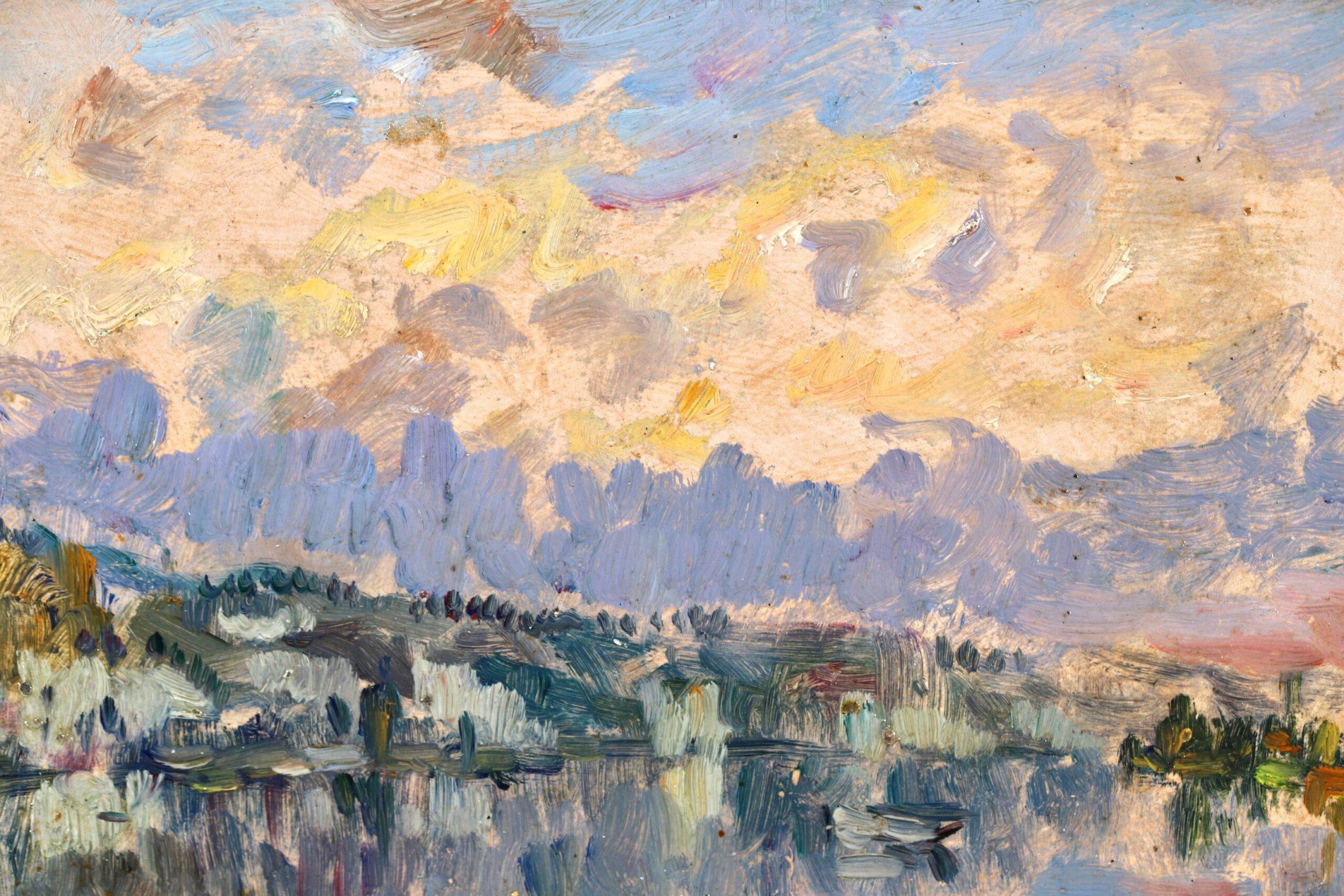 Bords de la Seine - Post Impressionist Riverscape Oil by Albert Charles Lebourg 2