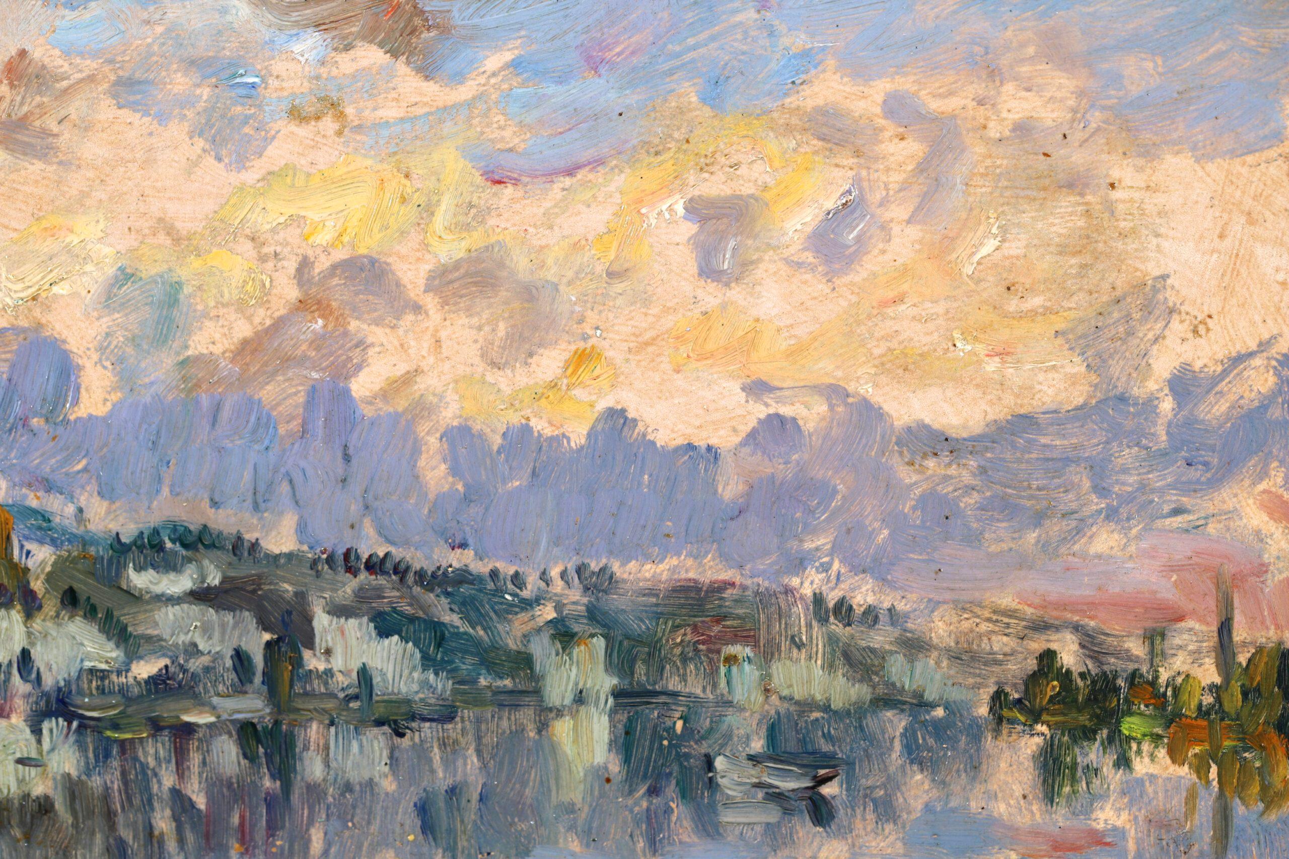 Bords de la Seine - Post Impressionist Riverscape Oil by Albert Charles Lebourg 3