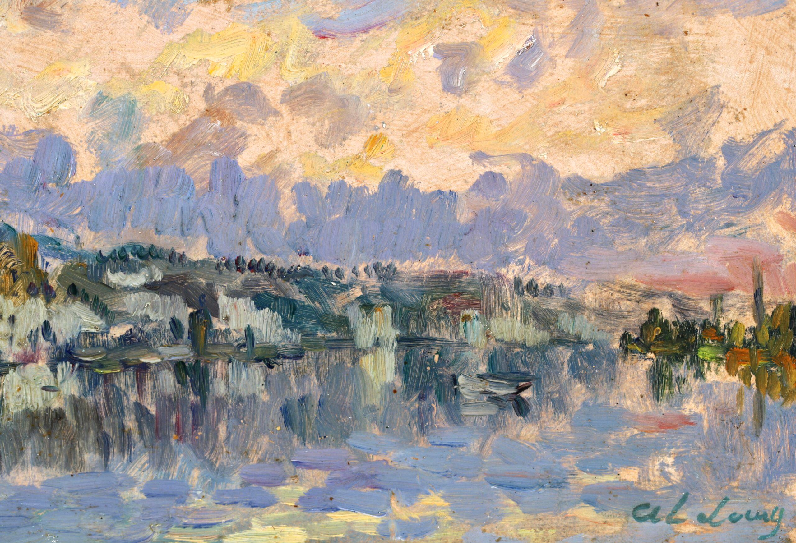 Bords de la Seine - Post Impressionist Riverscape Oil by Albert Charles Lebourg 4