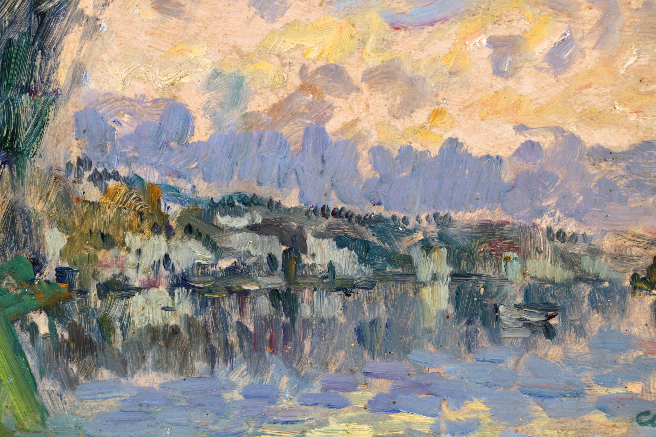 Bords de la Seine - Post Impressionist Riverscape Oil by Albert Charles Lebourg 5