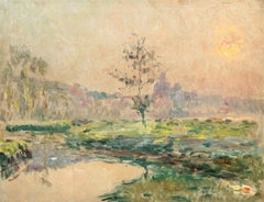 Houndouville – Postimpressionistisches Landschaftsgemälde in Öl von Albert Lebourg