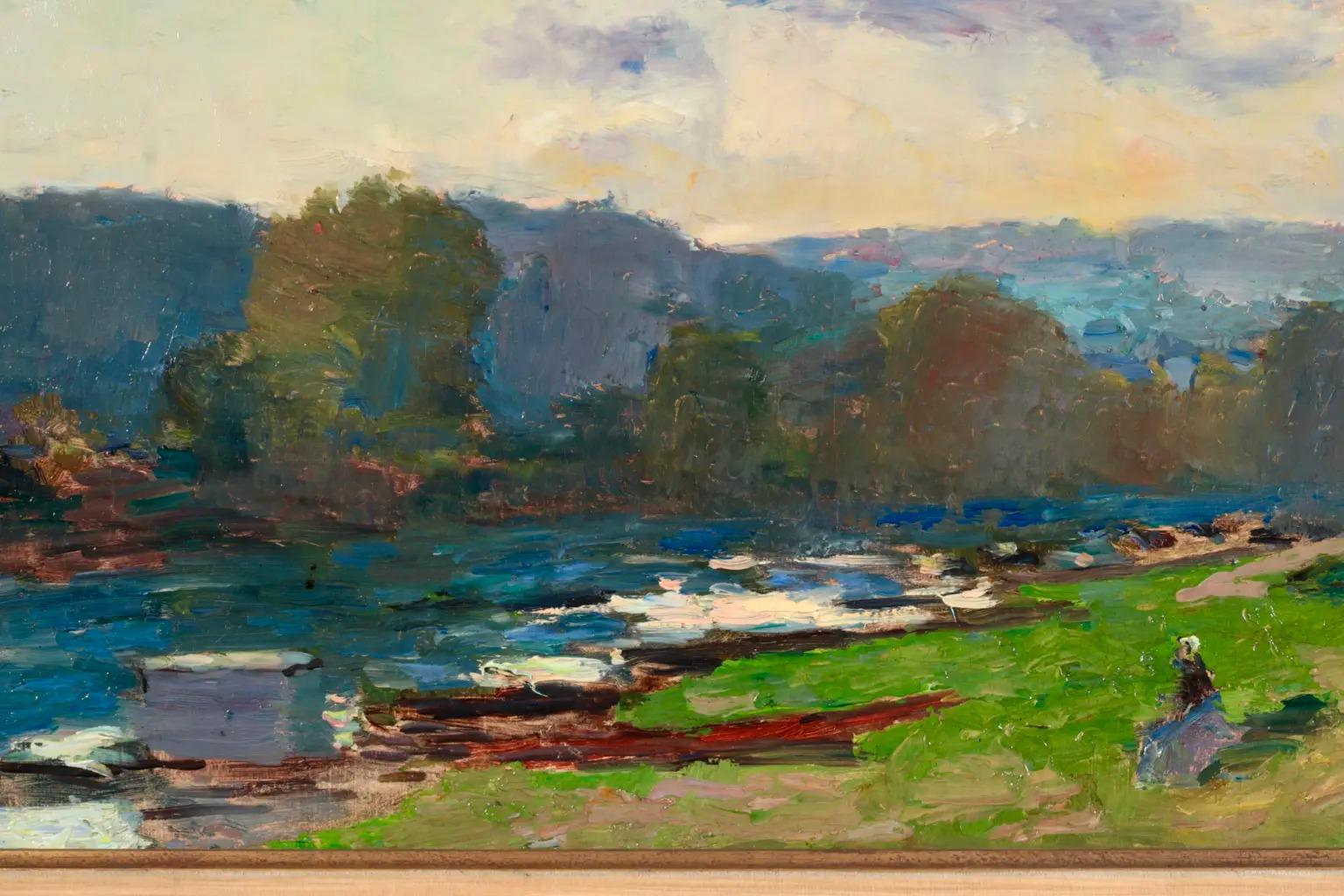 On The Seine – Postimpressionistische Landschaft Ölgemälde von Albert Charles Lebourg im Angebot 6