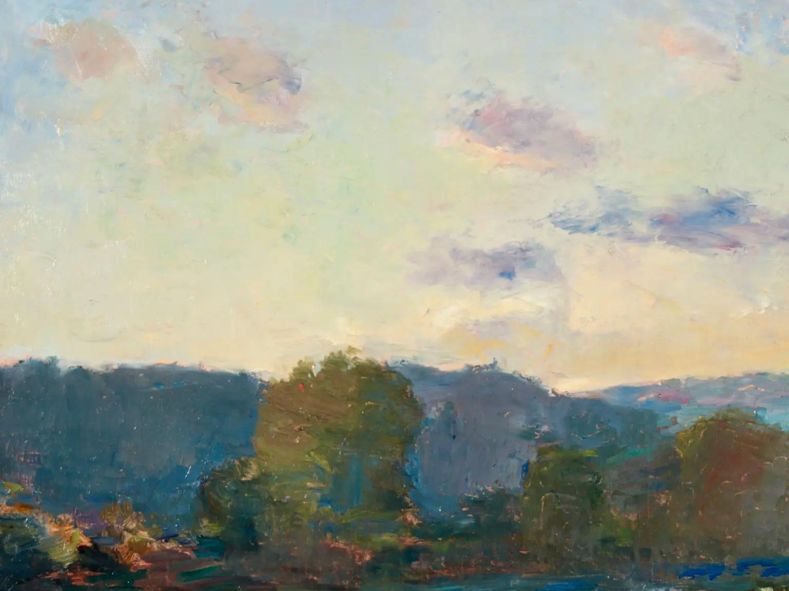 On The Seine – Postimpressionistische Landschaft Ölgemälde von Albert Charles Lebourg im Angebot 7