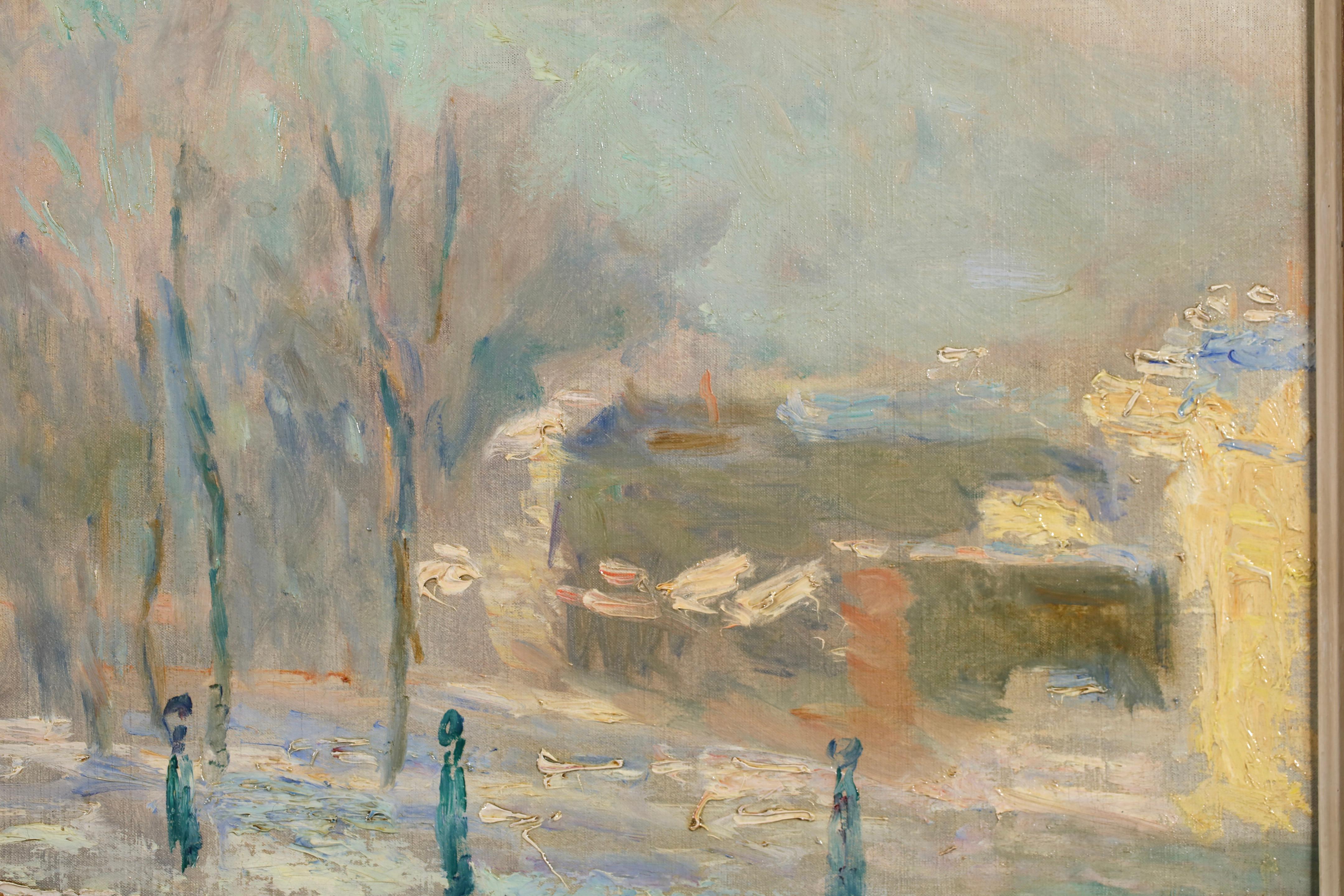 Rouen - Hiver - Postimpressionistische Landschaft Öl von Albert Charles Lebourg im Angebot 12
