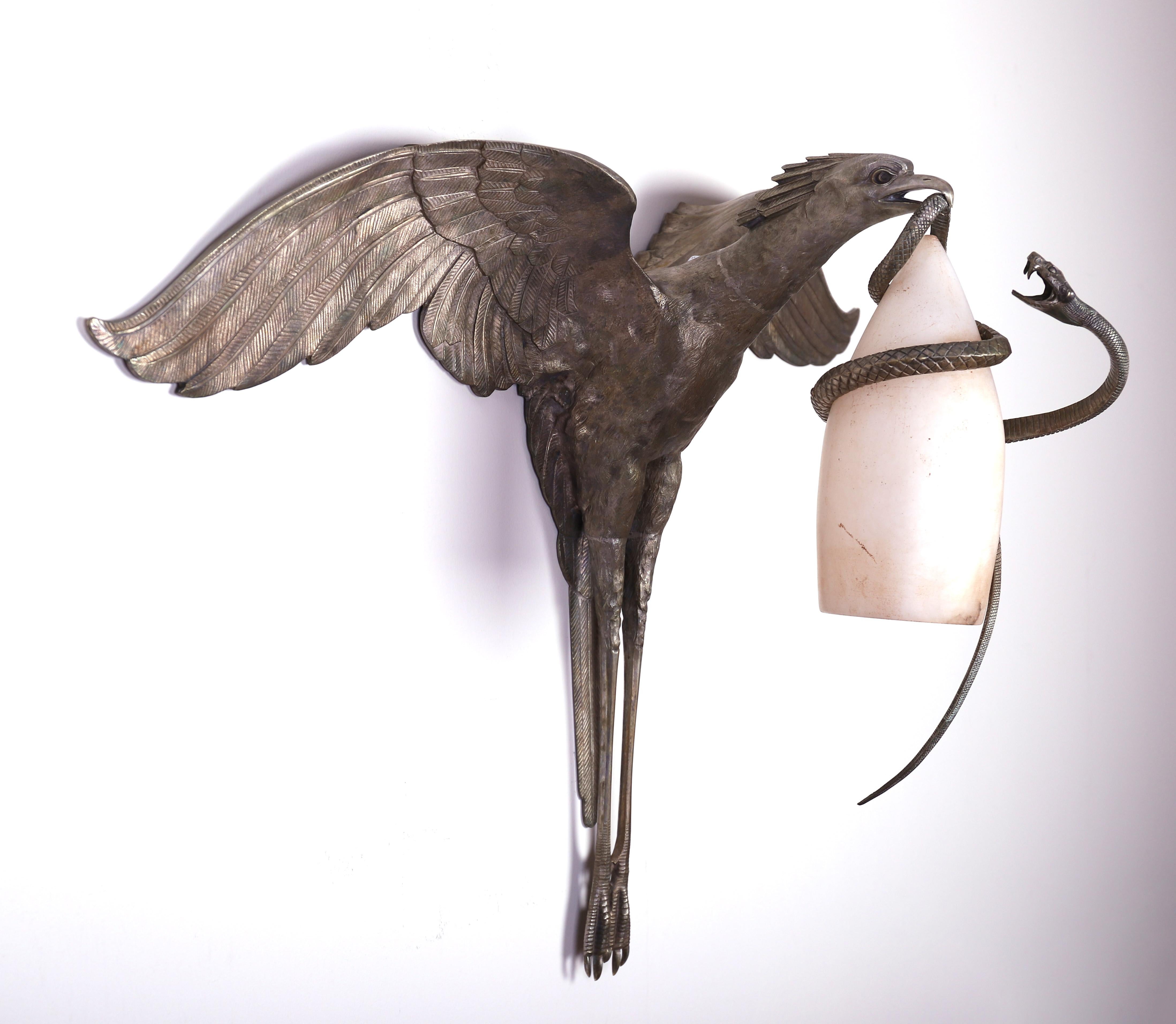 Bronze Rare et importante paire d'appliques « Serpentaire » d'Albert Cheuret en vente