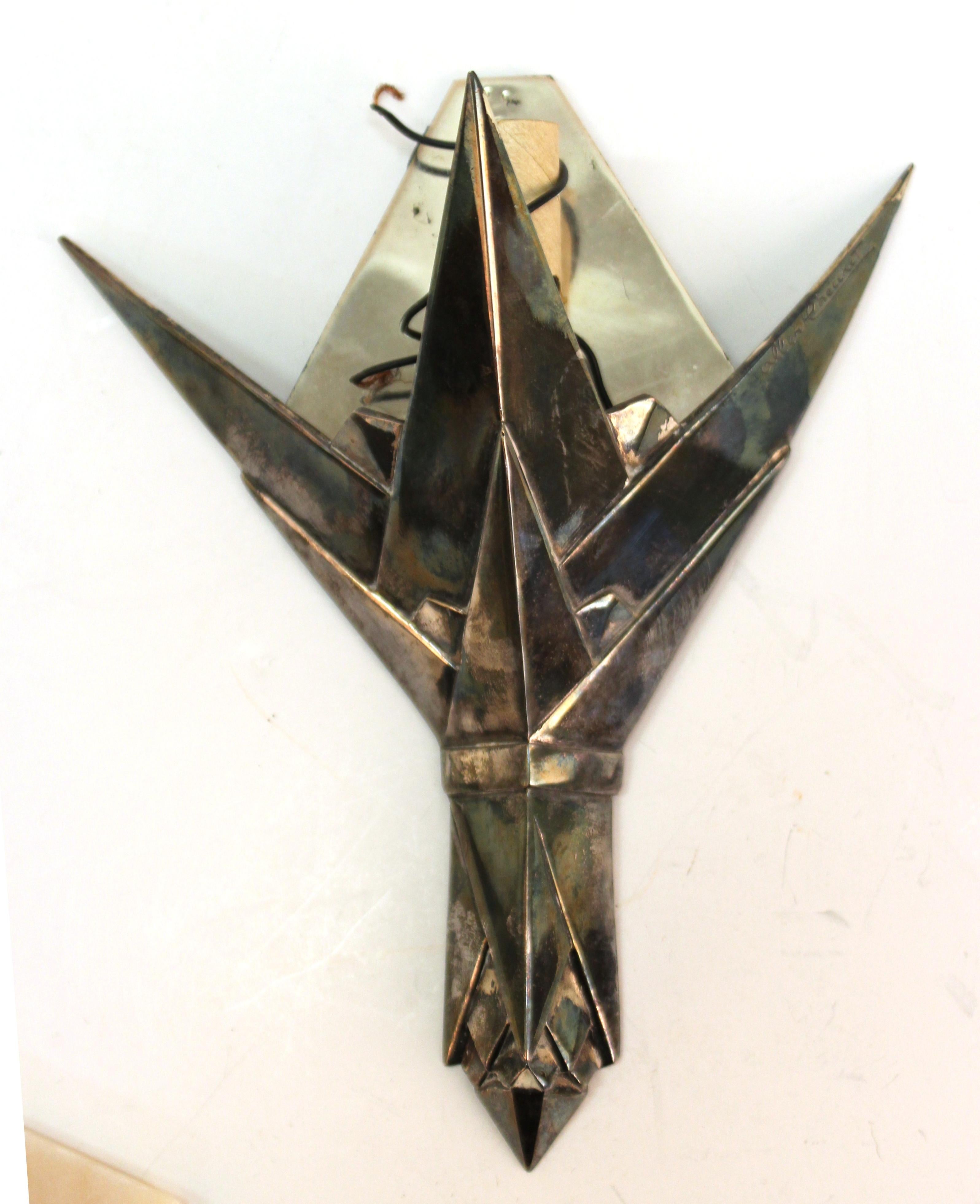 Albert Cheuret French Art Deco 'Cactus' Silvered Bronze and Alabaster Sconces 8