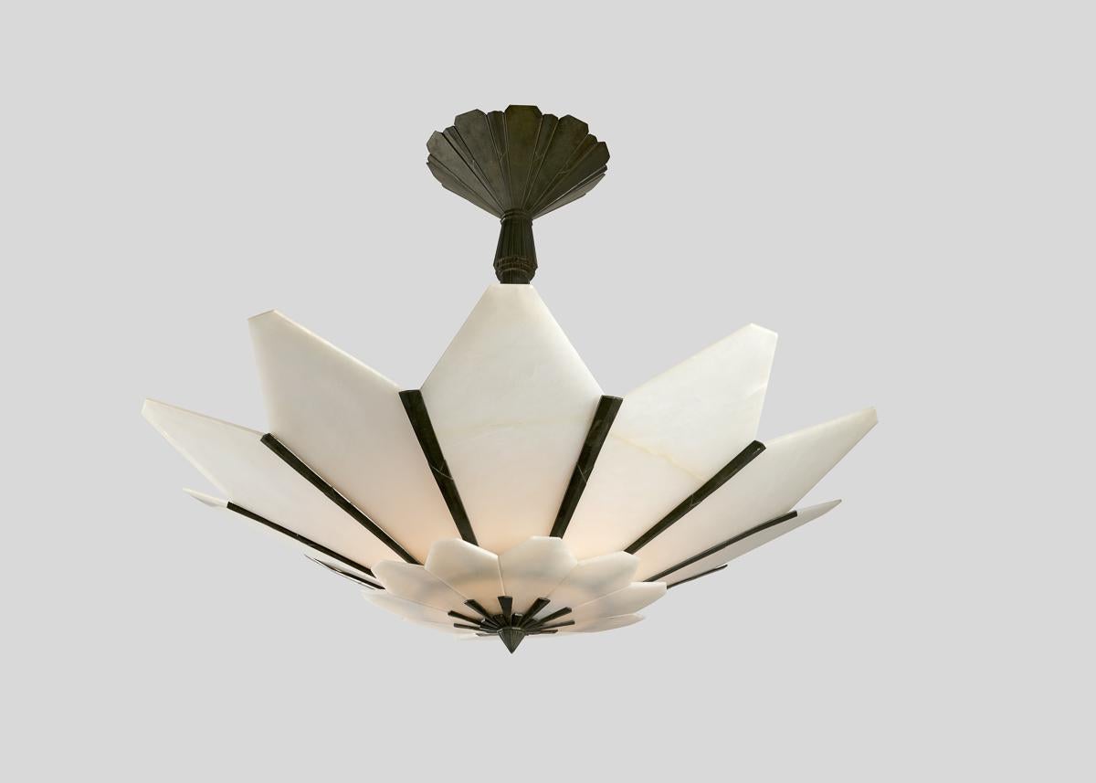 Albert Cheuret, Marguerite, Lámpara de araña Art Déco, Francia, c. 1925 en Bueno estado para la venta en New York, NY