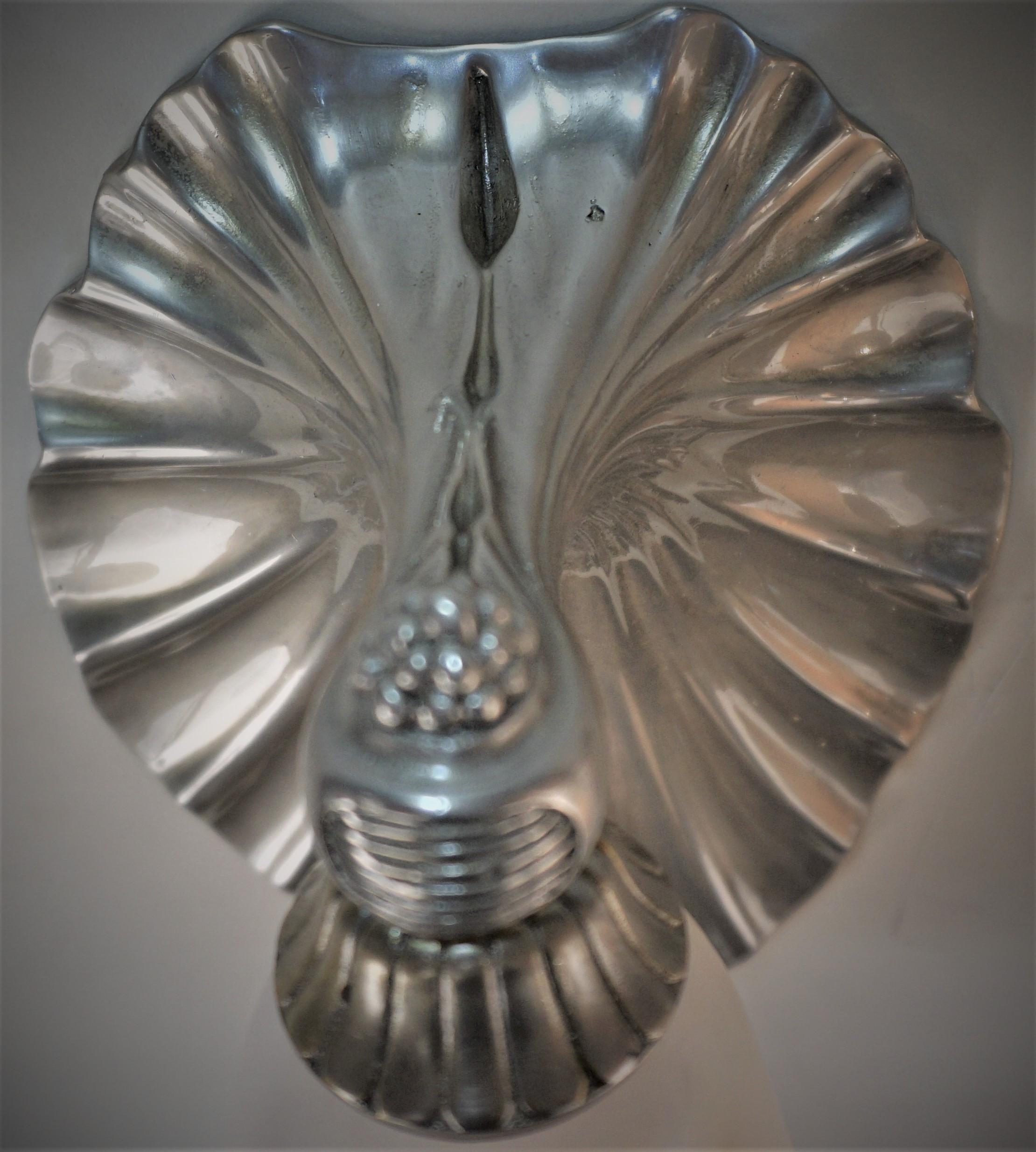 Silvered Albert Cheuret, Pair of Silver and Alabaster Wall Sconces For Sale