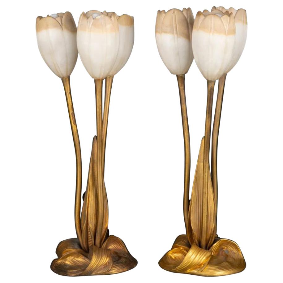 Albert Cheuret Table Lamps "Tulips"