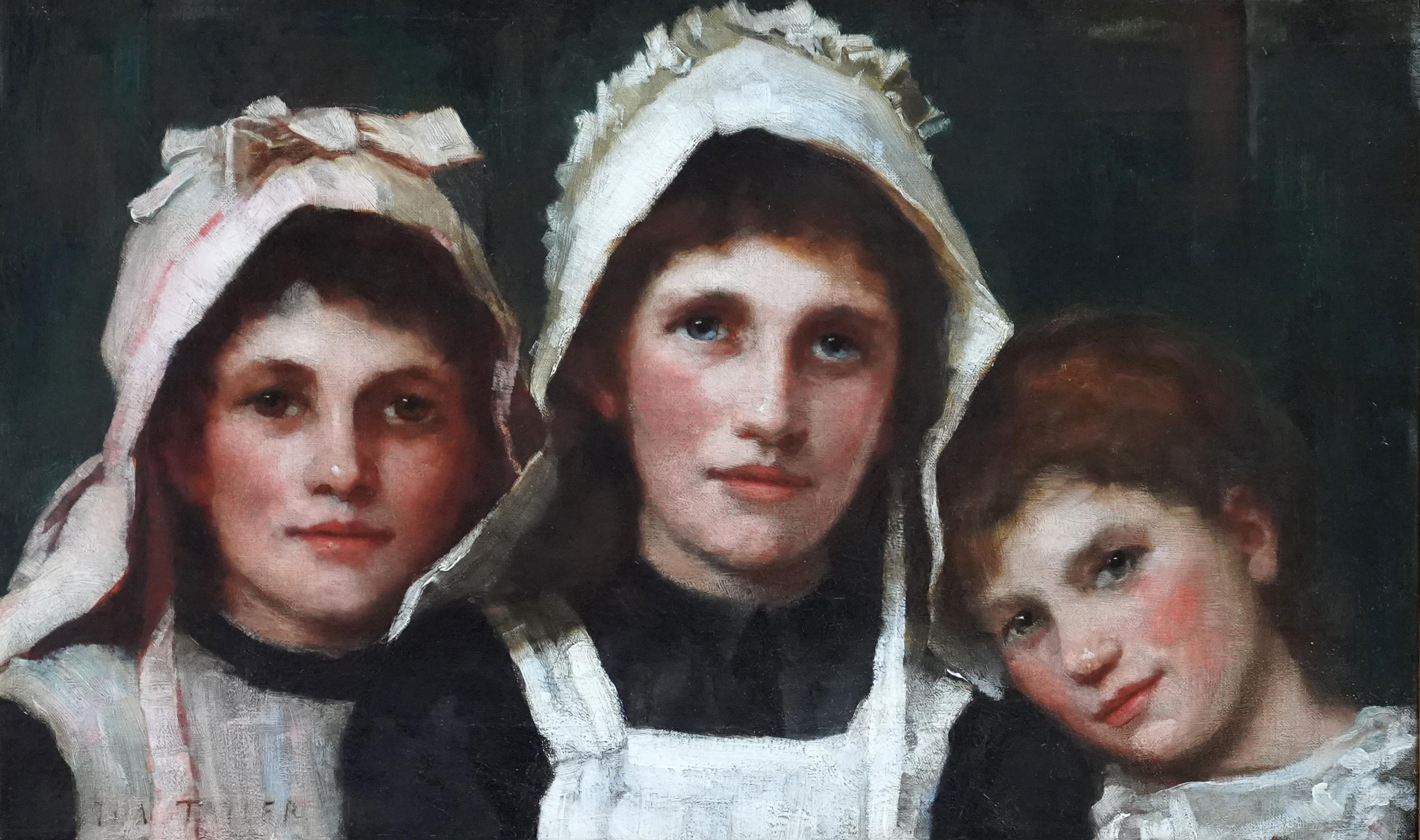 Portrait of Sisters - British Edwardian art Newlyn School portrait oil painting  For Sale 8