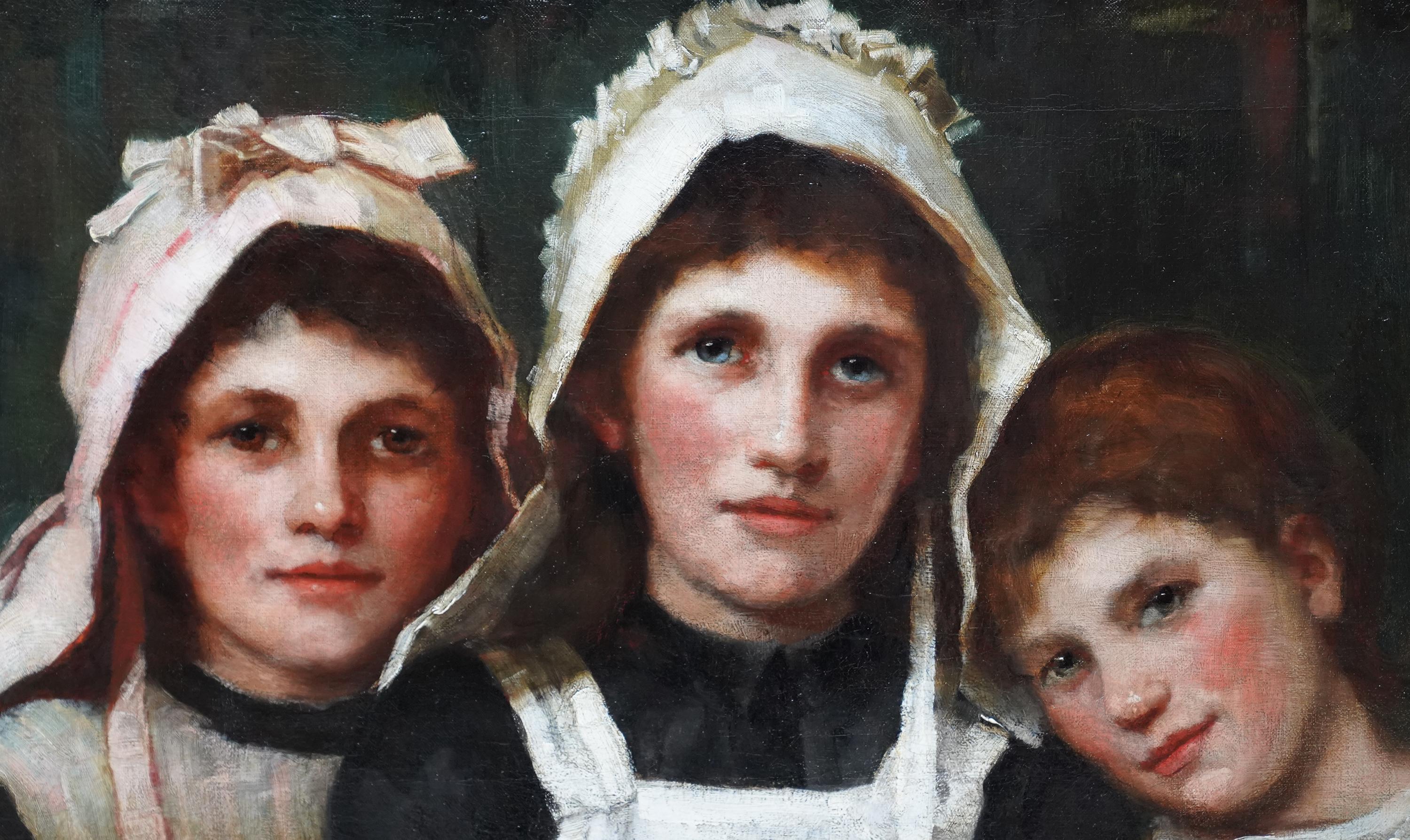 Portrait of Sisters - British Edwardian art Newlyn School portrait oil painting  - Impressionist Painting by Albert Chevallier Tayler