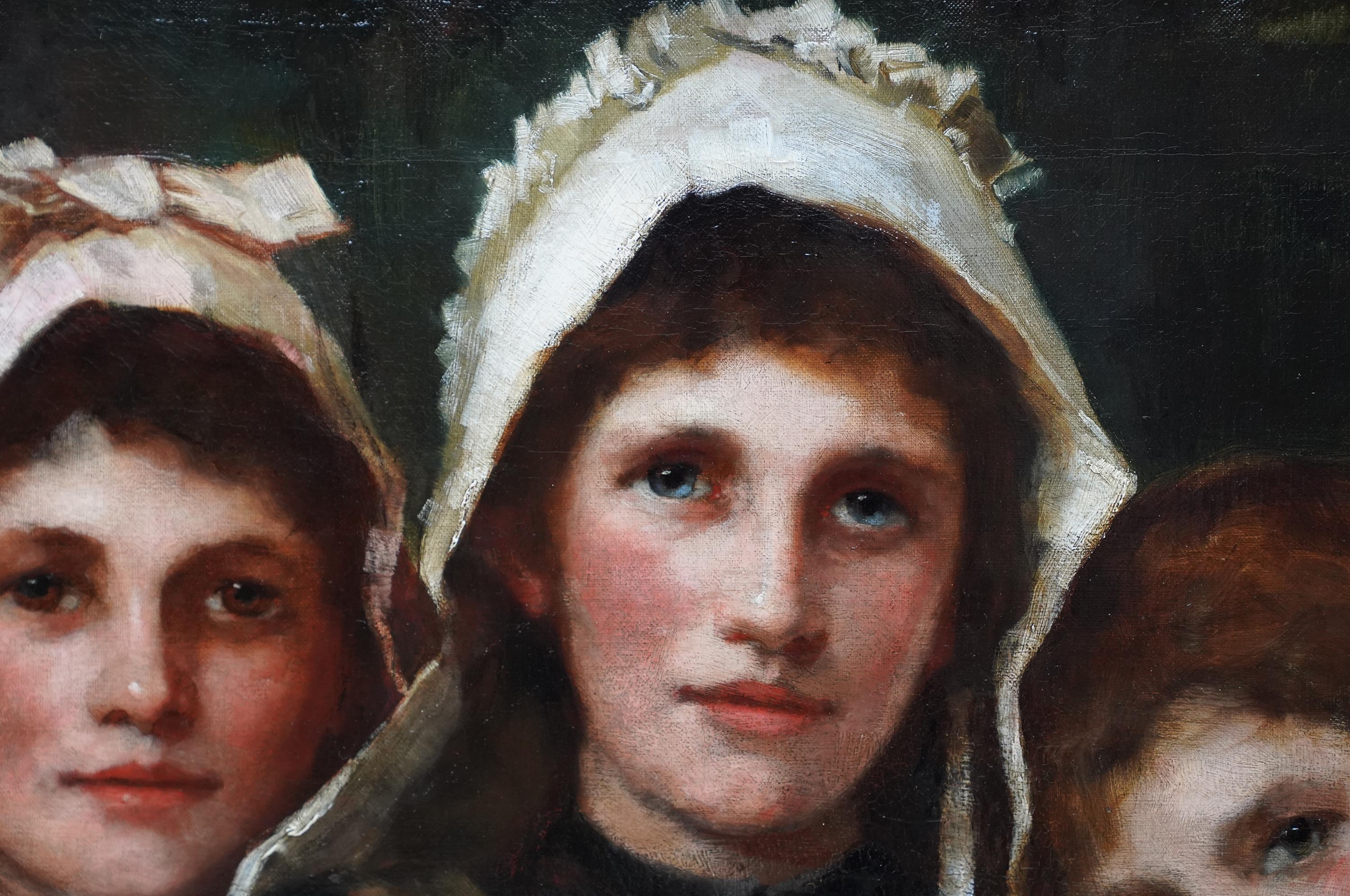 Portrait of Sisters - British Edwardian art Newlyn School portrait oil painting  For Sale 1
