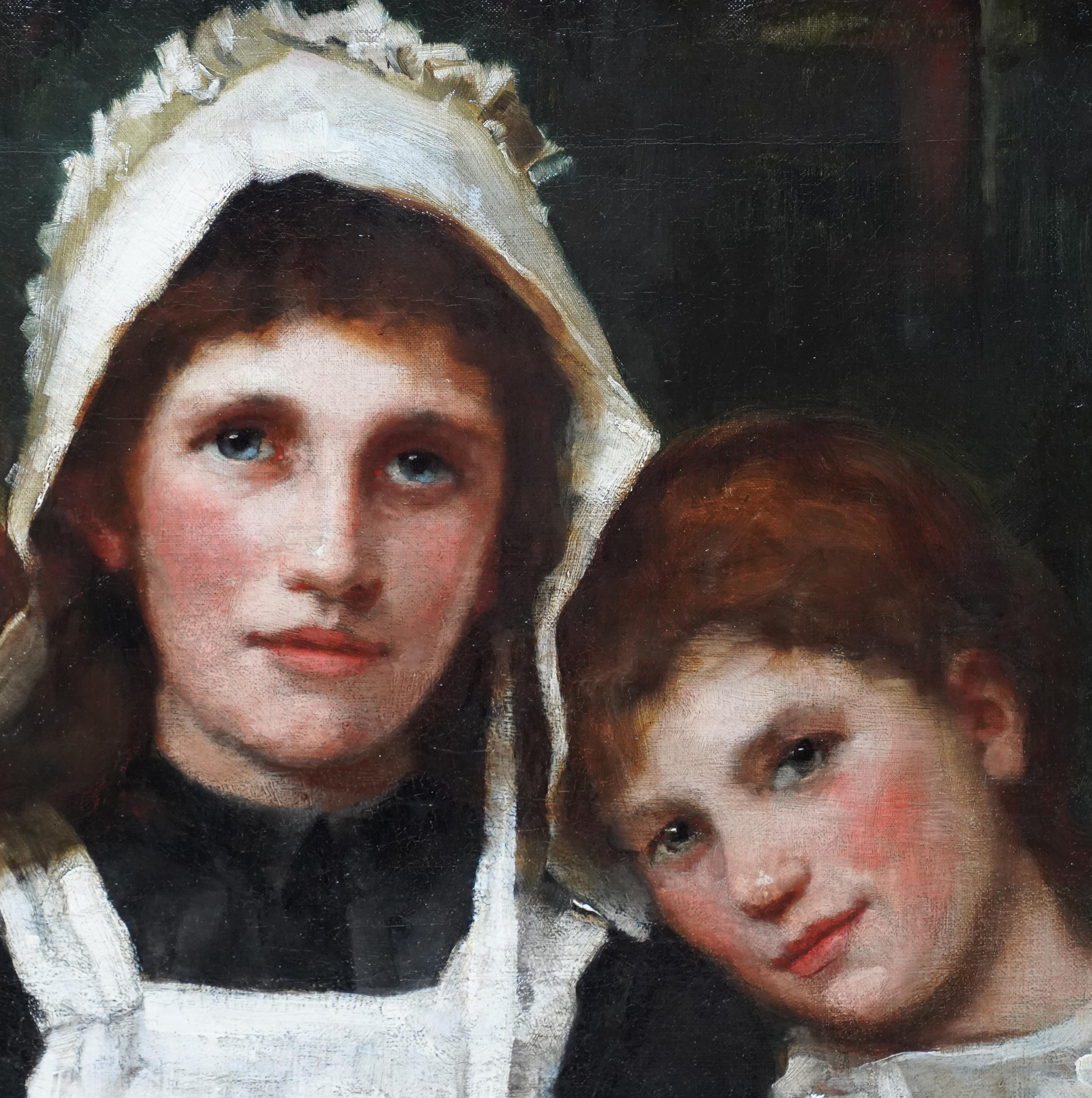 Portrait of Sisters - British Edwardian art Newlyn School portrait oil painting  For Sale 1
