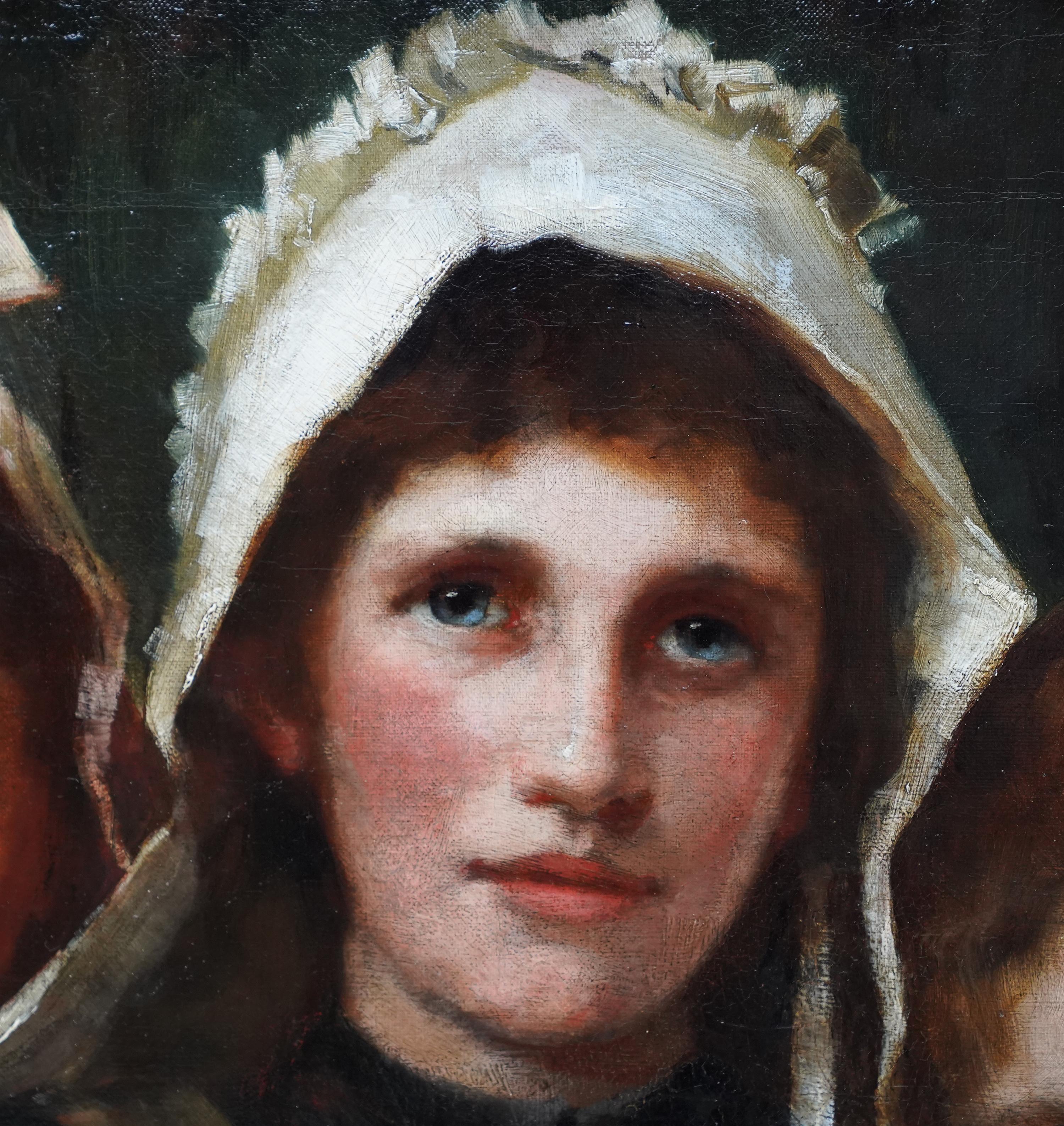 Portrait of Sisters - British Edwardian art Newlyn School portrait oil painting  For Sale 2
