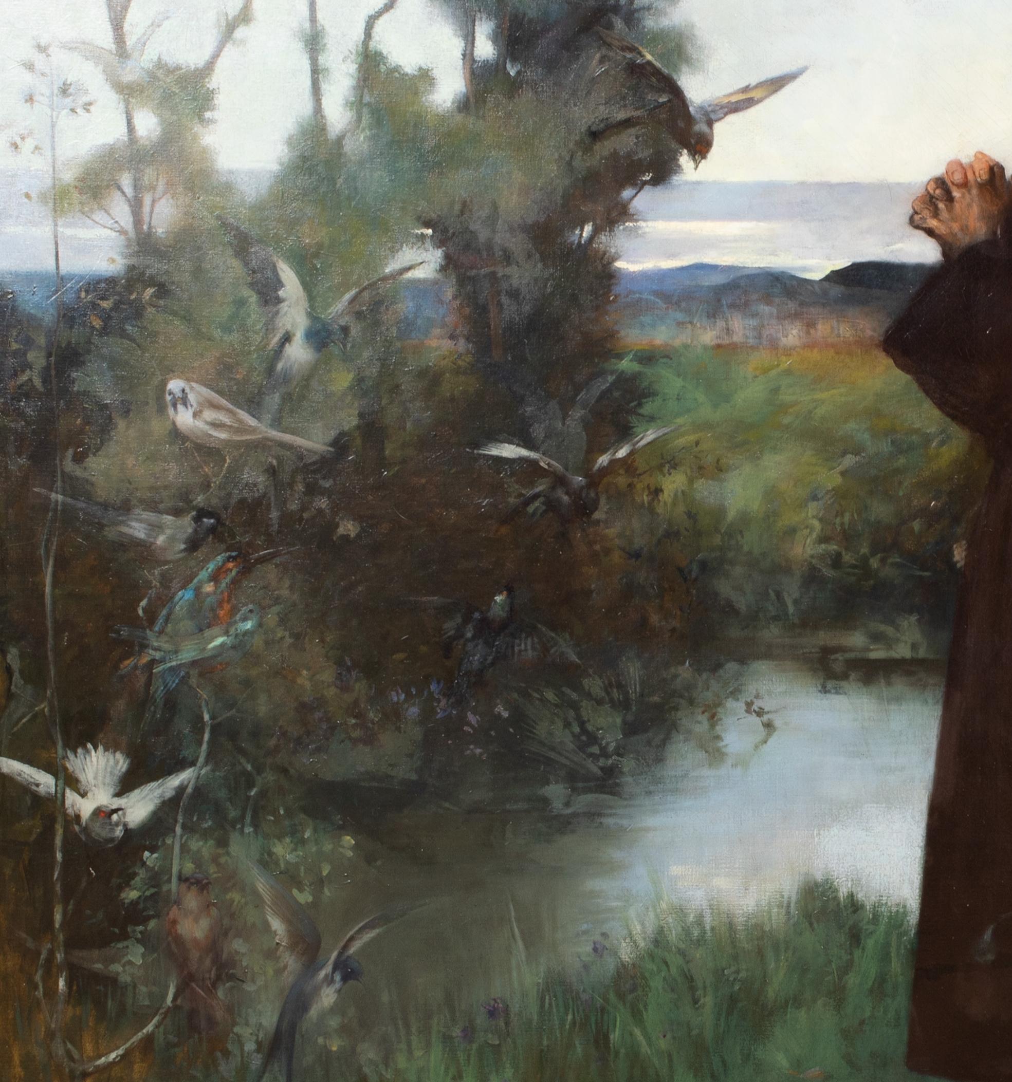 Saint Francis of Assisi & His Sermon To The Birds, date 1898

by Albert Chevallier TAYLER (1862-1925) - sales to $700,000

Huge 19th Century Newlyn School depiction of St Francis of Assisi  and his sermon to the birds, oil on canvas by Albert