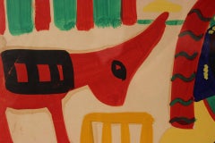 Albert Chubac, Painting, Mixed-Media on Paper, Signed, circa 1970