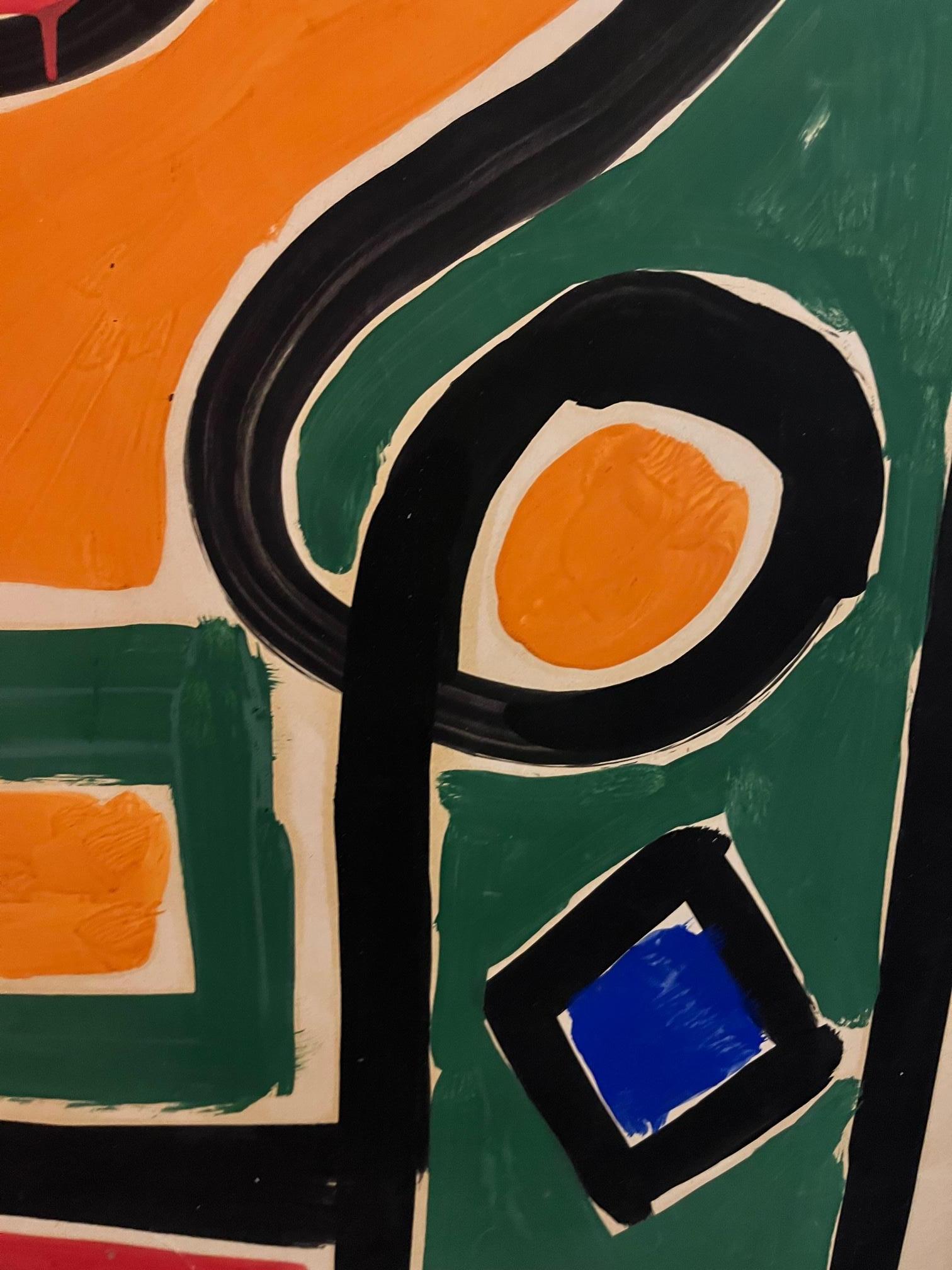 Painted Albert Chubac, Composition, Mixed-media on paper, Stamped, circa 1960, France. For Sale