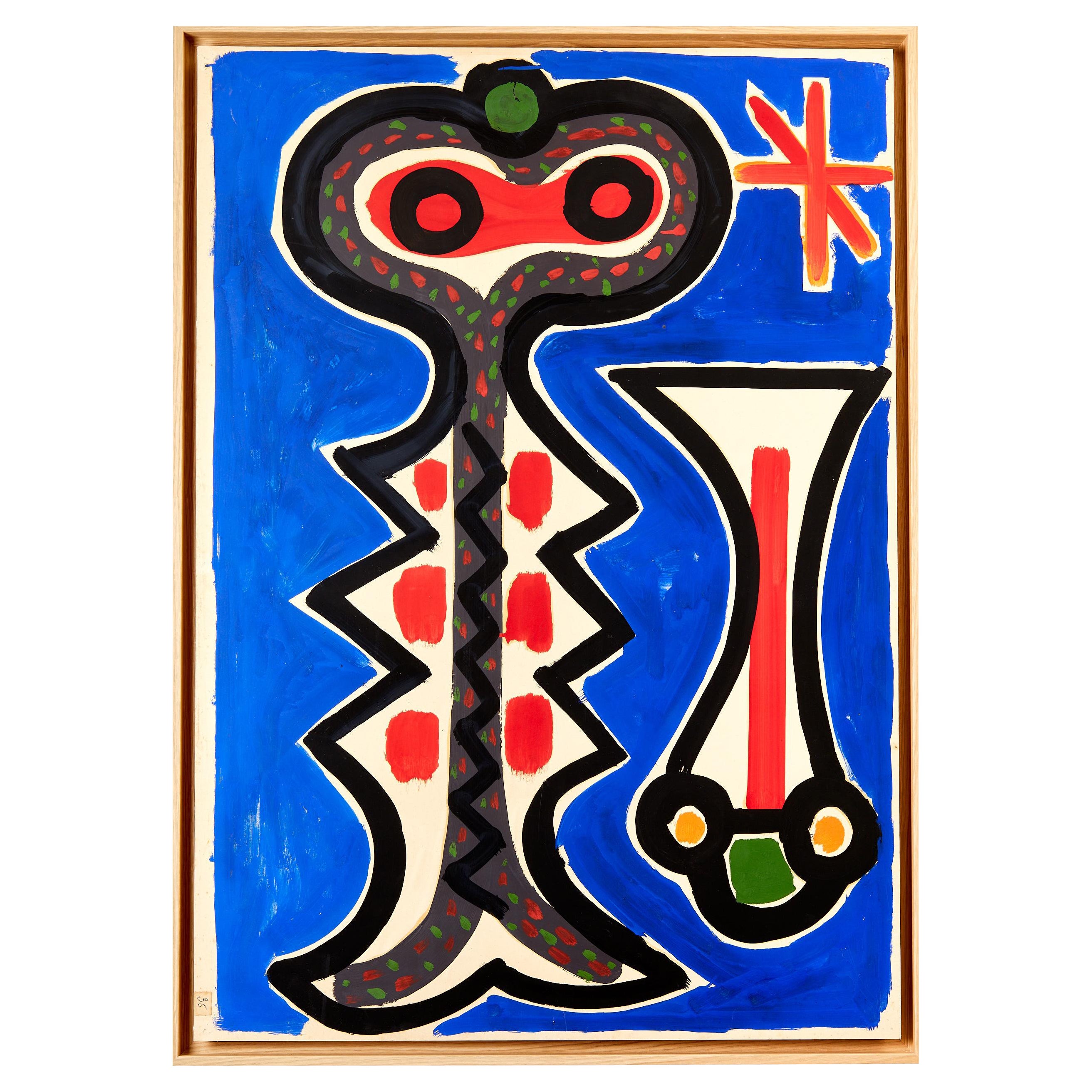 Albert Chubac, Composition, Mixed-media on paper, Stamped, circa 1960, France.