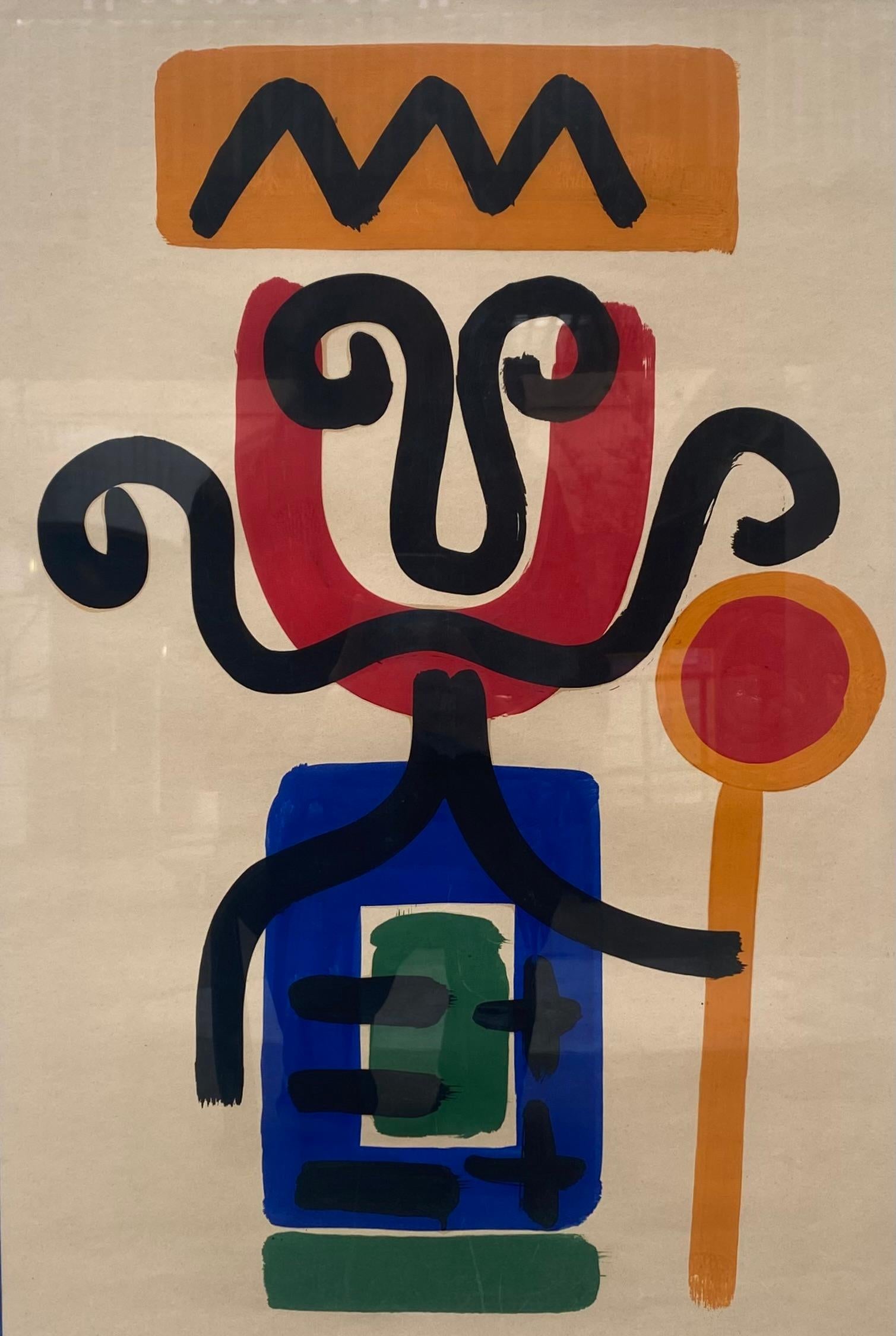 Albert Chubac Gouache „Der senffarbene König“ im Zustand „Gut“ im Angebot in Saint ouen, FR