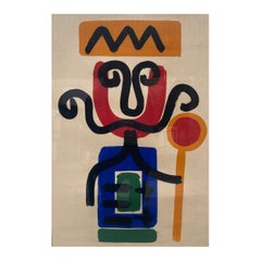 Albert Chubac Gouache "The Mustachioed King"