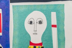 Albert Chubac, Composition, peinture, technique mixte sur papier, vers 1960, France