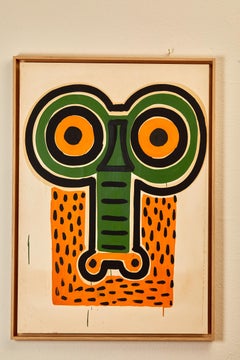 Albert Chubac Pintura, Técnica mixta sobre papel, hacia 1960, Francia.