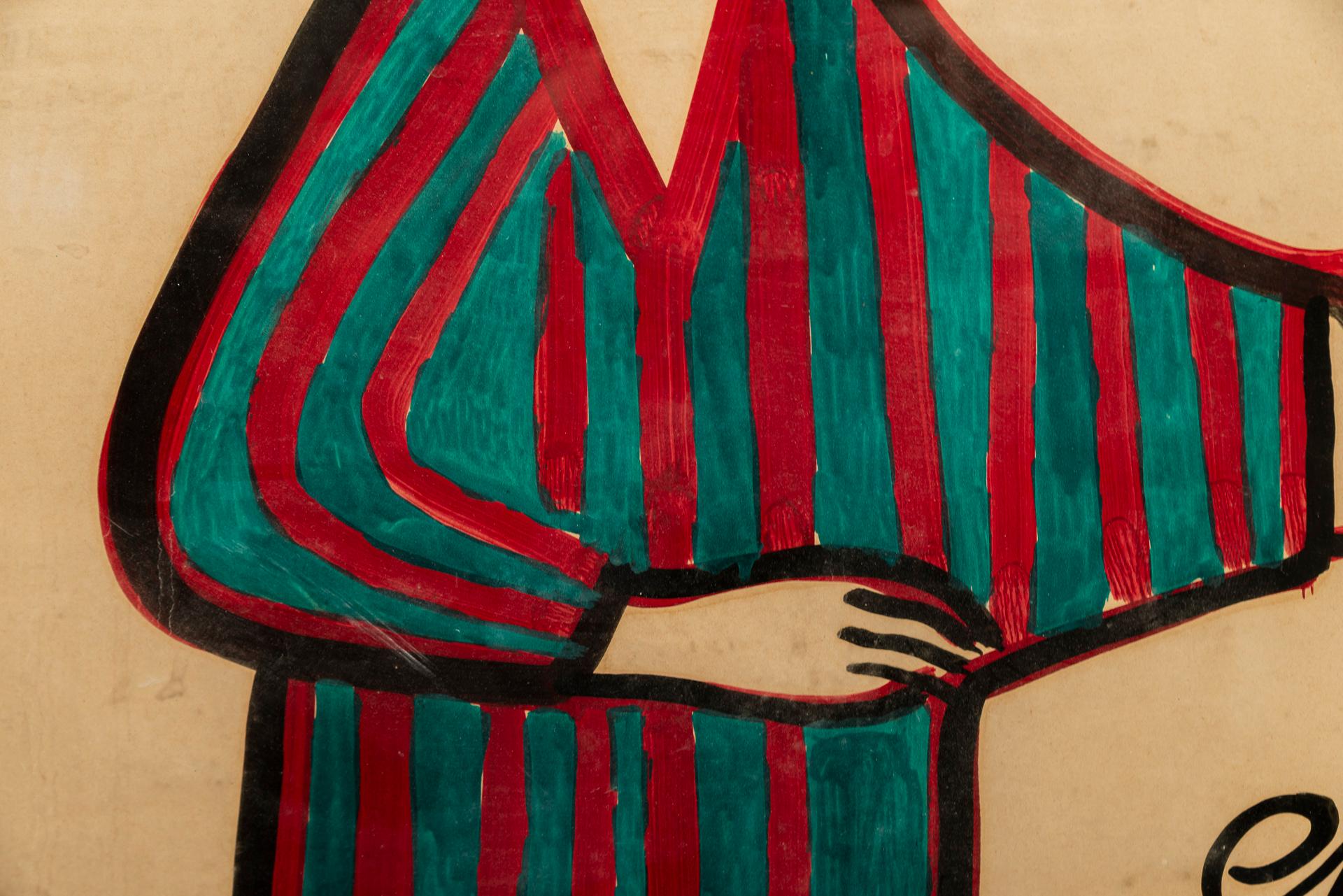 Mid-Century Modern Albert Chubac, peinture, technique mixte sur papier, France, vers 1965 en vente