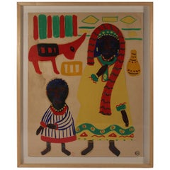 Albert Chubac, Painting, Mixed-Media on Paper, Signed, circa 1970