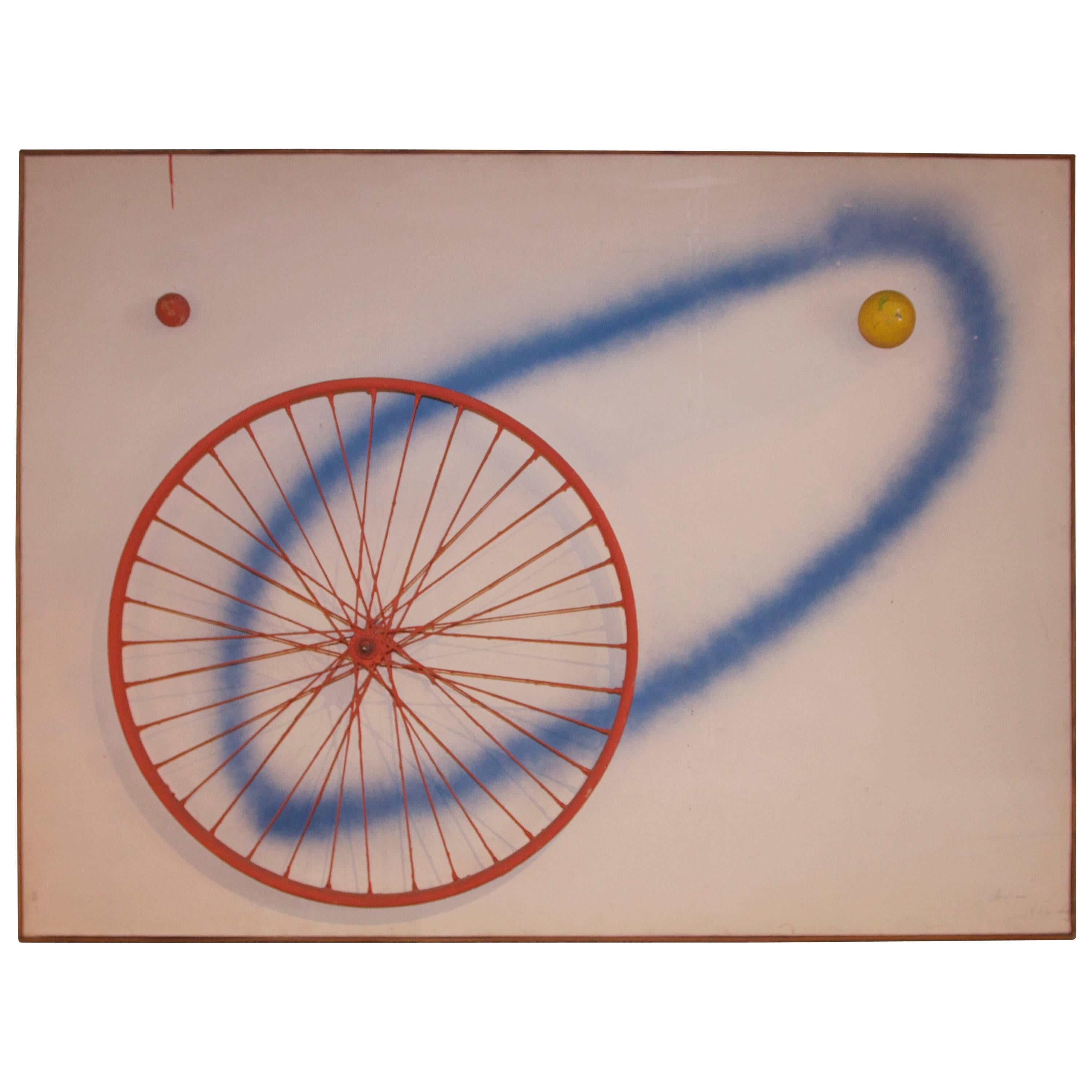 Albert Chubac Painting on Canvas, Airbrush, Iron and Wood, 1964 For Sale