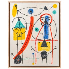 Albert Chubac, composition de caractères, peinture, signée, France, datant d'environ 1960