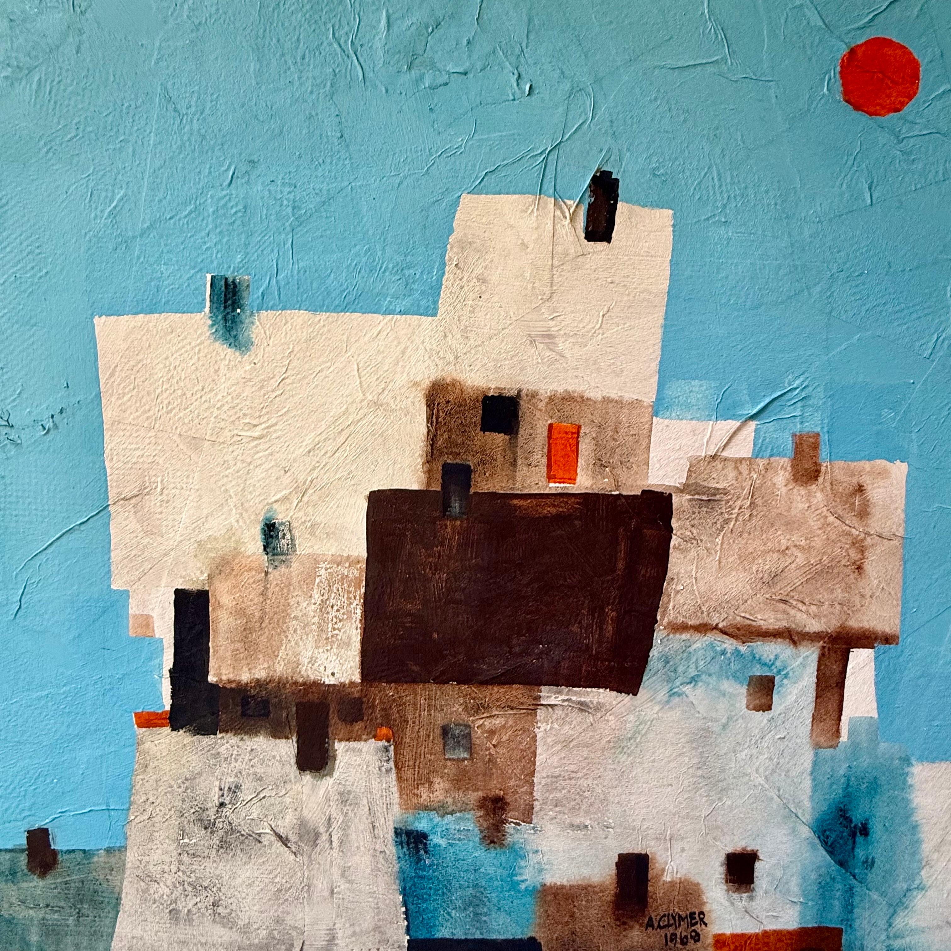Mid-Century Modern Albert Clymer Modernist Landscape Painting c1969 For Sale