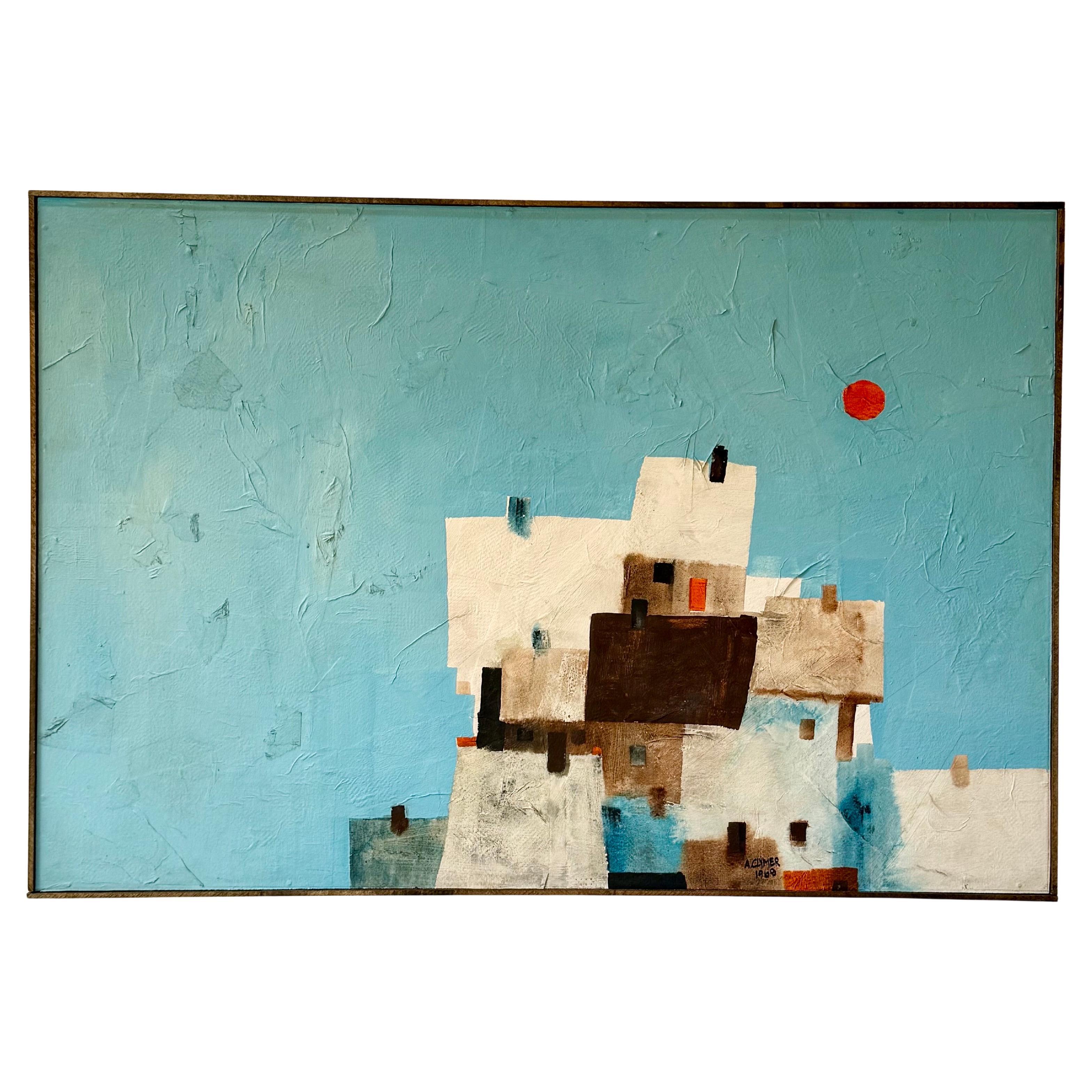 Albert Clymer Modernist Landscape Painting c1969 For Sale