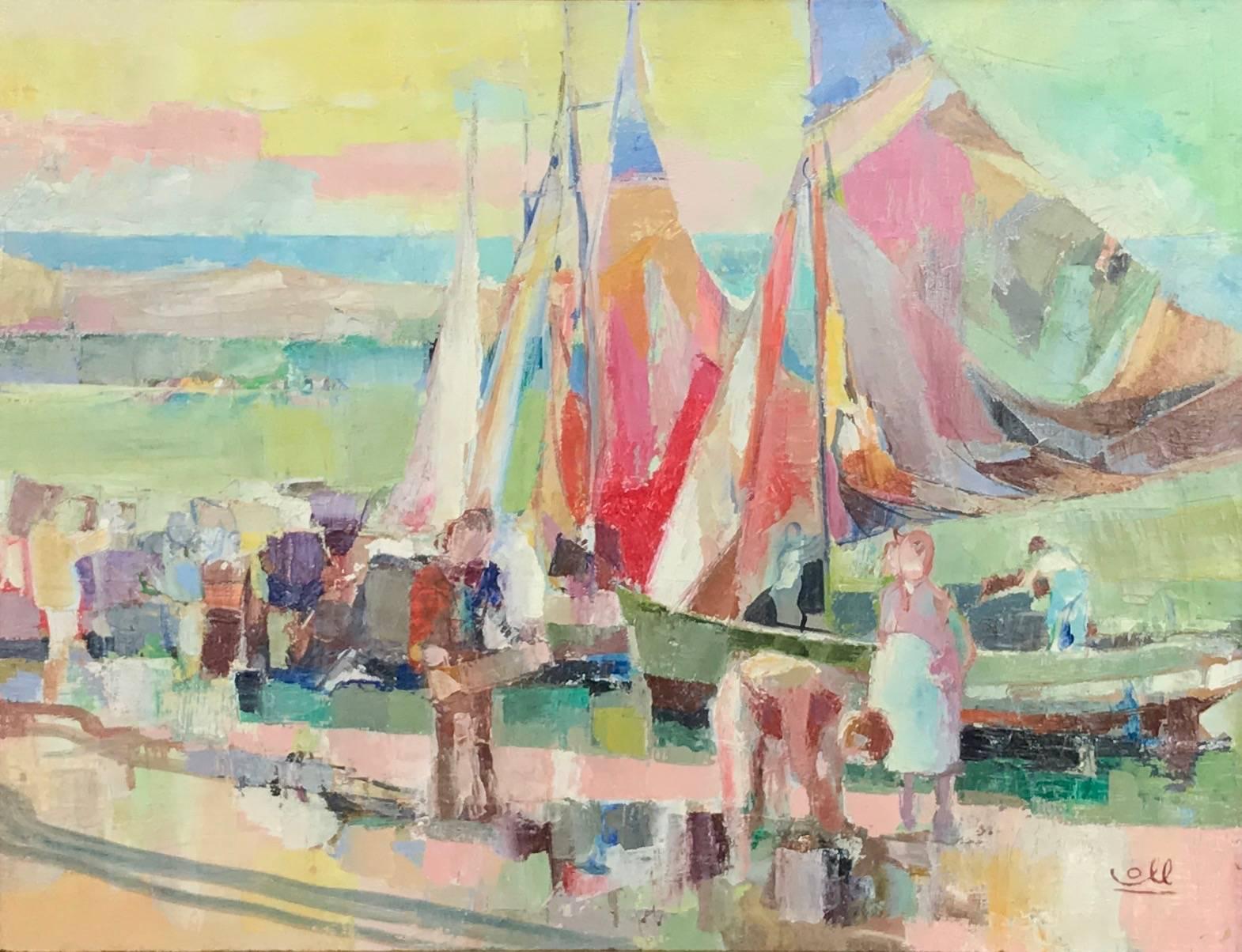 Une grande peinture à l'huile impressionniste sur toile datant de la fin des années 1950:: intitulée 