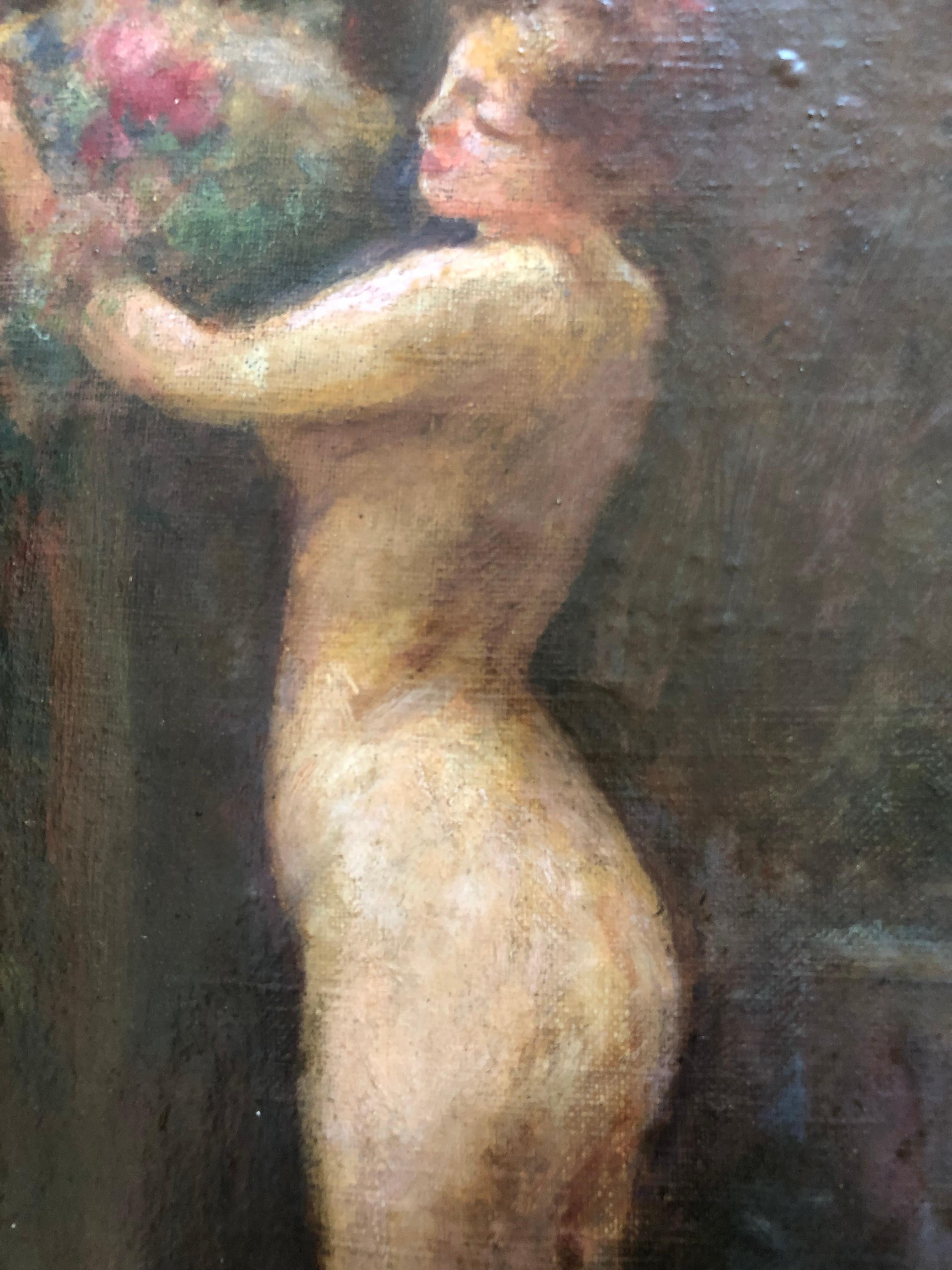 Nymph from behind with statue and cherub For Sale 2