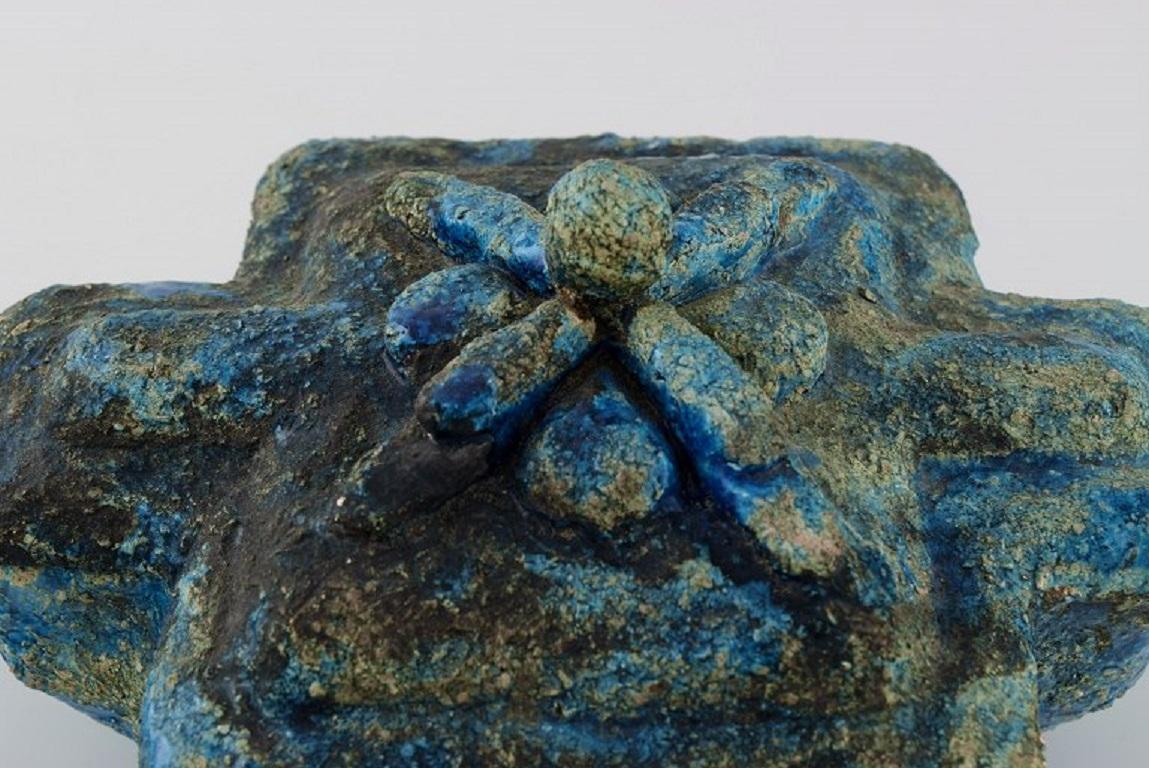 Albert Dahan for Vallauris, Unique Lidded Box in Glazed Stoneware, Ca 1970 In Excellent Condition For Sale In Copenhagen, DK