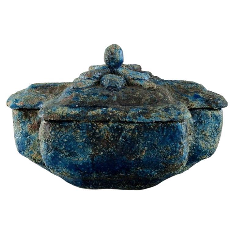 Albert Dahan for Vallauris, Unique Lidded Box in Glazed Stoneware, Ca 1970 For Sale